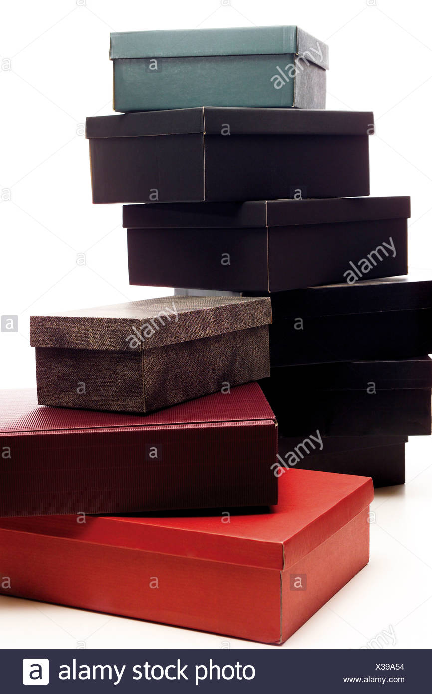 Stacked shoe boxes Stock Photo - Alamy