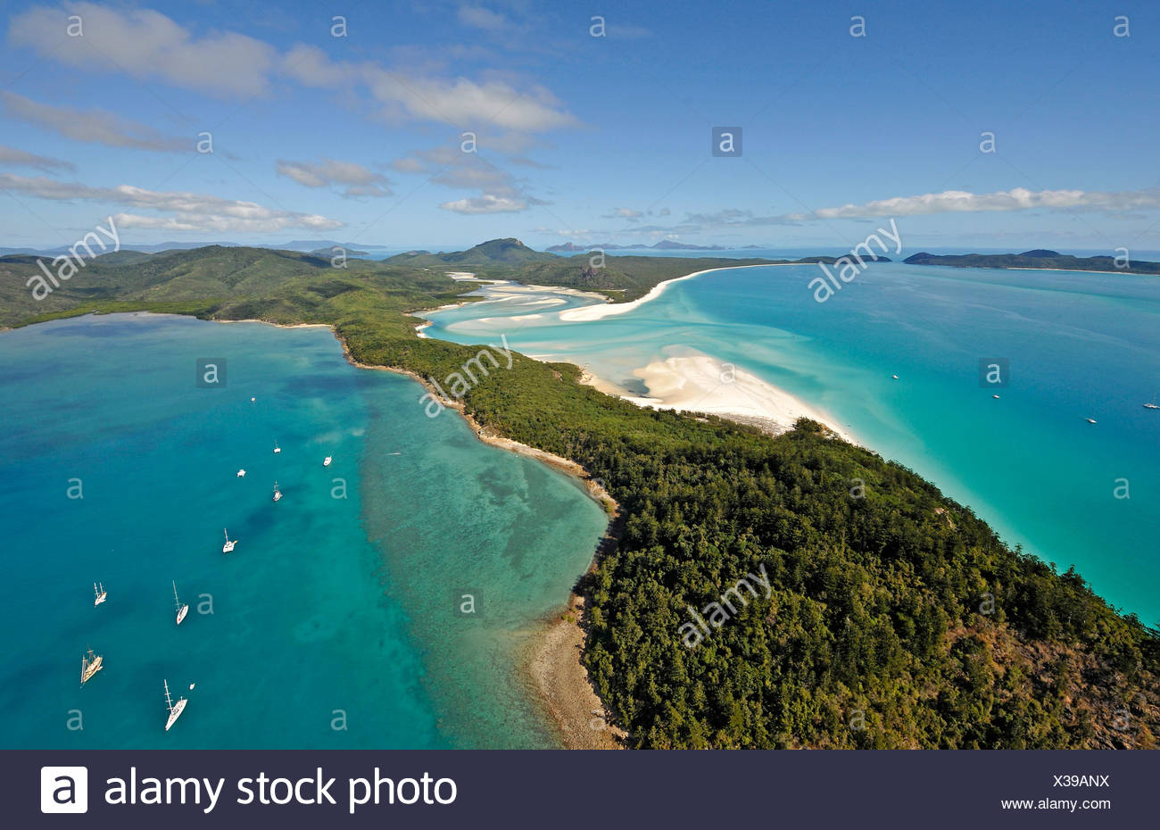 Aerial view of Whitehaven Beach, Whitsunday Island, Whitsunday Islands National Park, Queensland, Australia - Stock Image