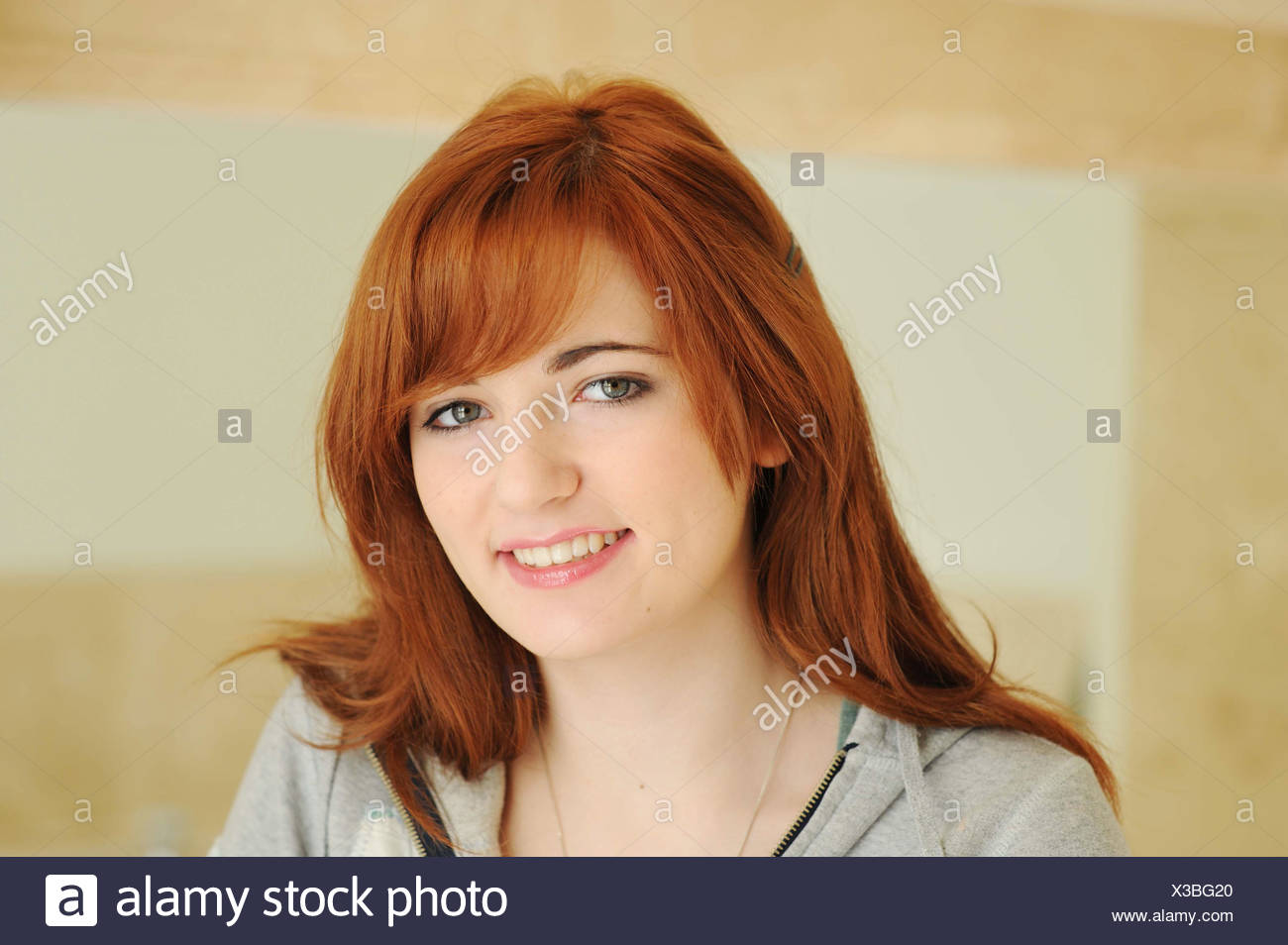 Female With Long Red Hair And Fringe Stock Photo 277463928 Alamy