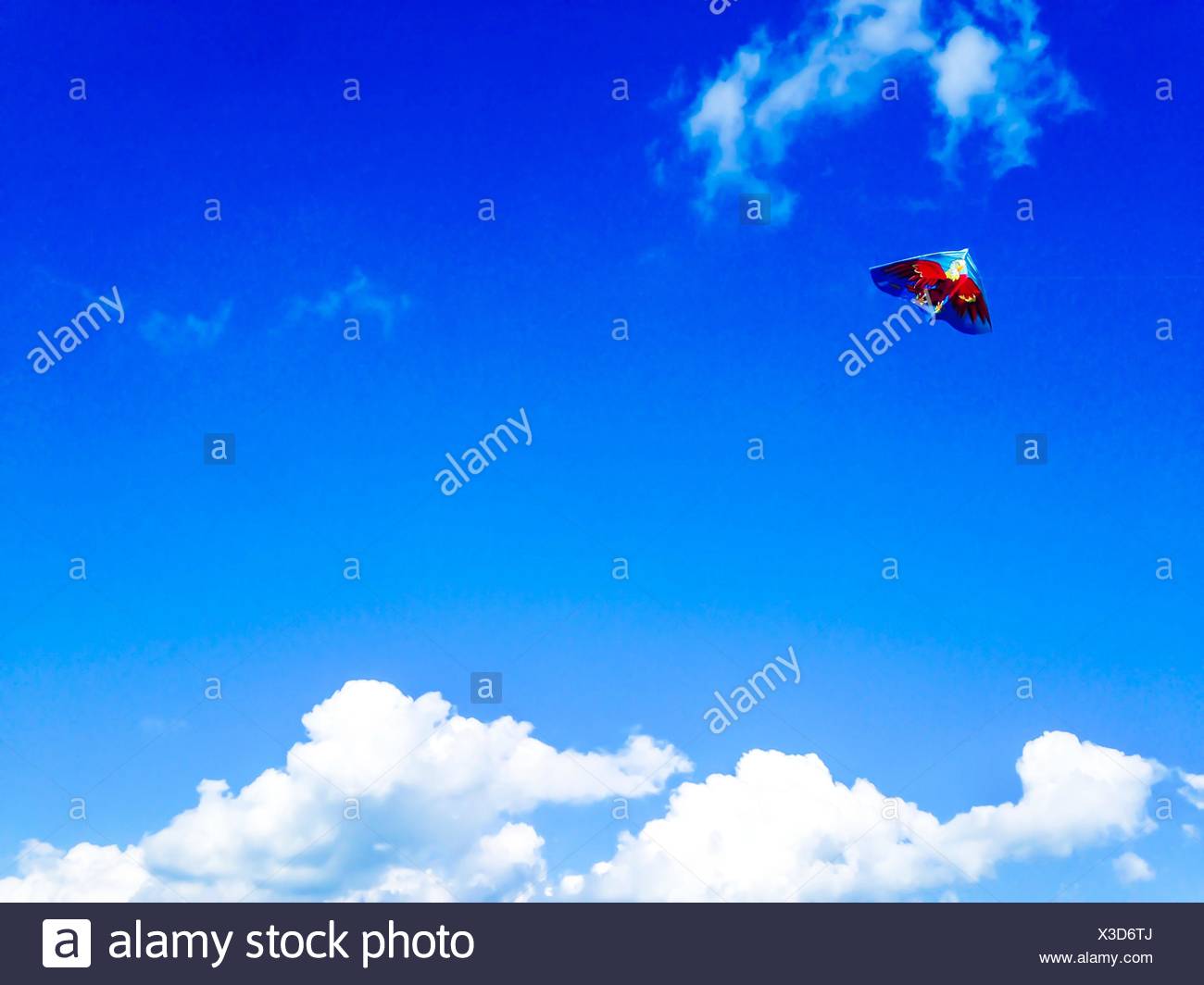 Kite Flying In Blue Sky High Resolution Stock Photography and Images