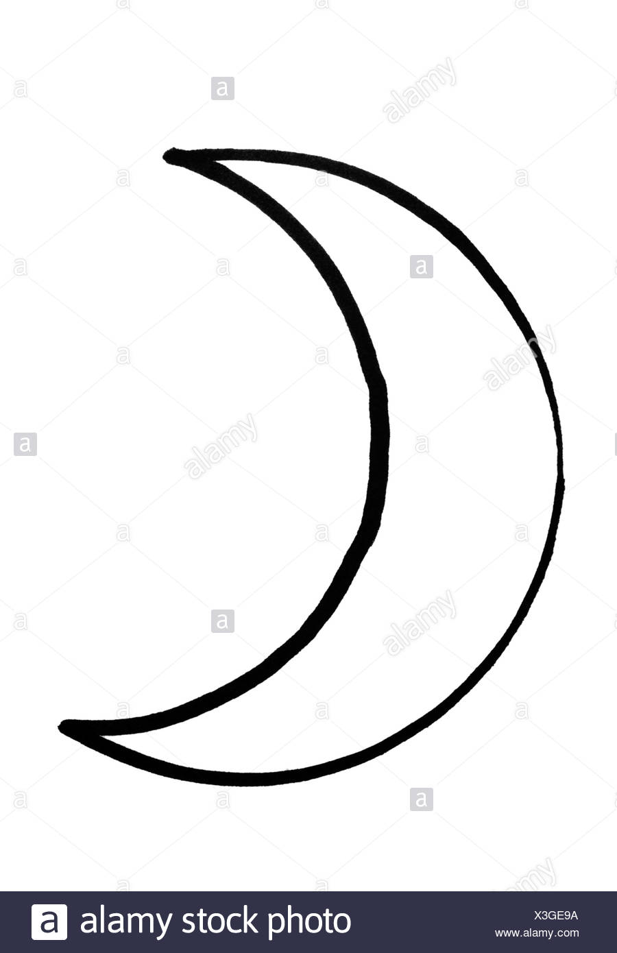 Outline of crescent moon Stock Photo - Alamy