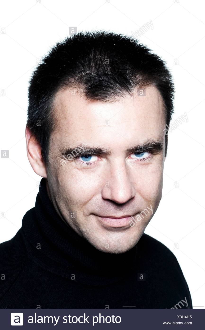 Handsome Caucasian Man Smiling Short Brown With Polo Turtle Neck Hair Blue Eyes Portrait Expressing Portrait On Studio Isolated White Background Stock Photo Alamy