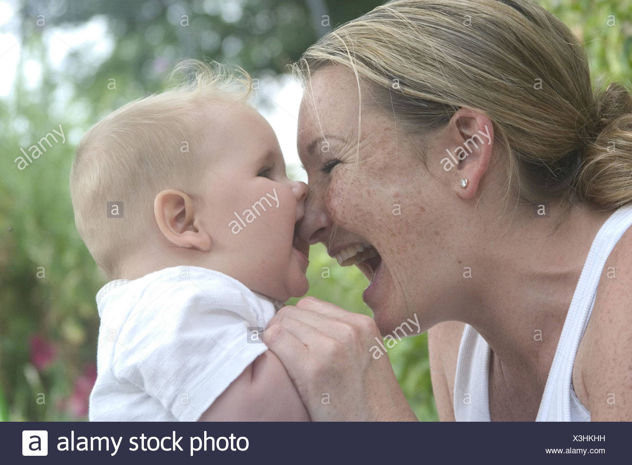 Mother Baby Smile Happy Joke Tread Woman Young 20 30 Years