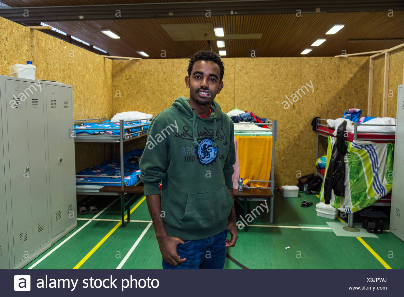 Bremen Germany Eritrean Refugee In An Emergency Shelter Stock Photo Alamy