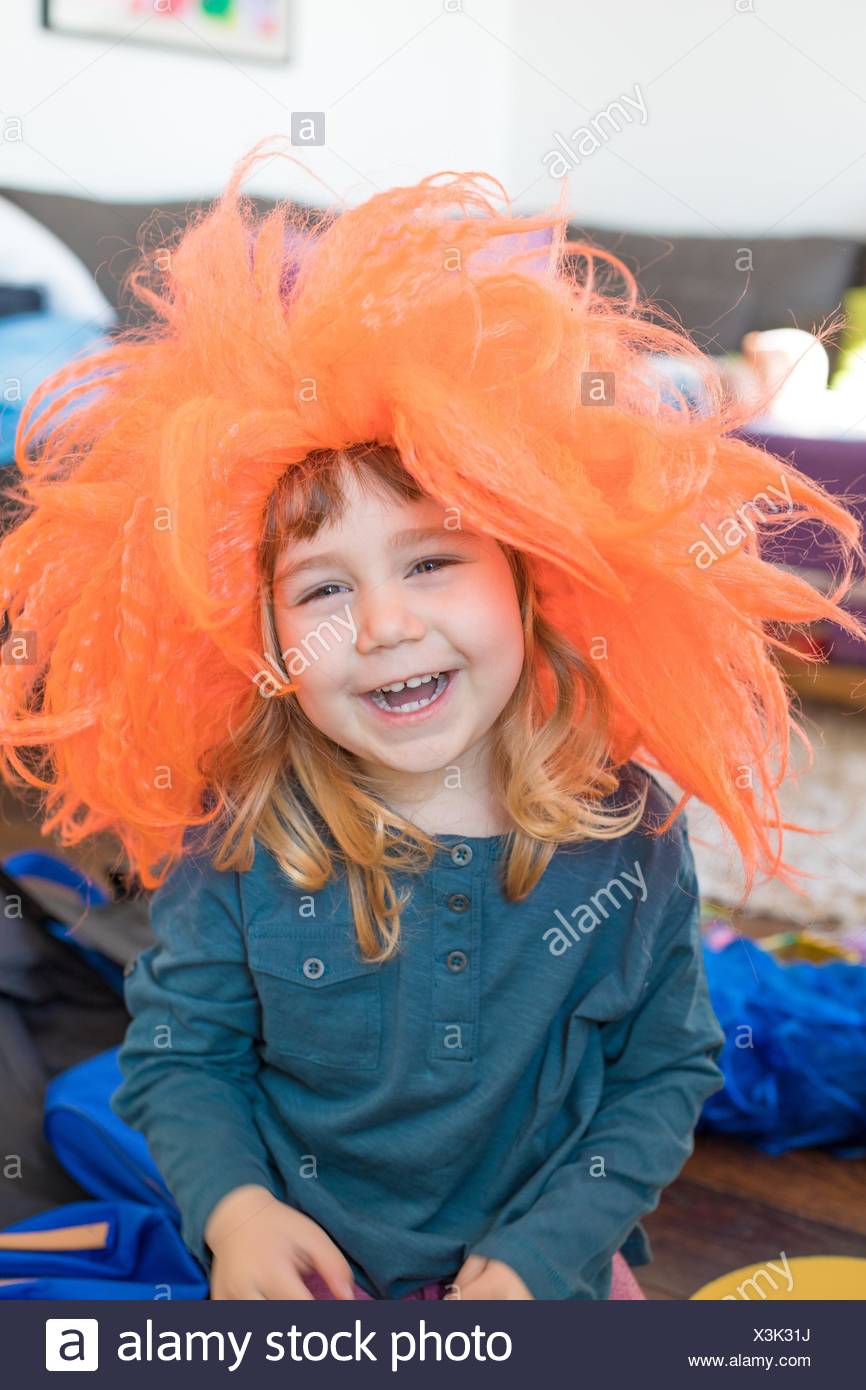 childs orange wig