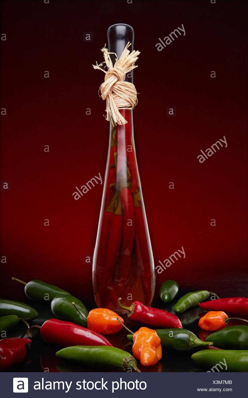 Bottle With Chili Oil Stock Photos Bottle With Chili Oil Stock