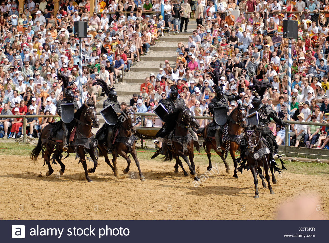 Kaltenberger Ritterspiele tournament of knights at Kaltenberg castle Upper Bavaria Germany black bad knight Stock Photo