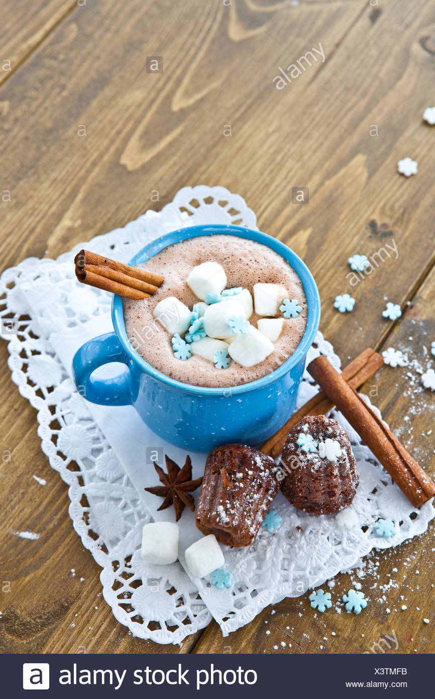 Blue Winter Advent Horizontal Milk Mini Cake Pie Cakes Decoration Vertical Nostalgic Portrait Format Christmas Cappuccino Stock Photo Alamy