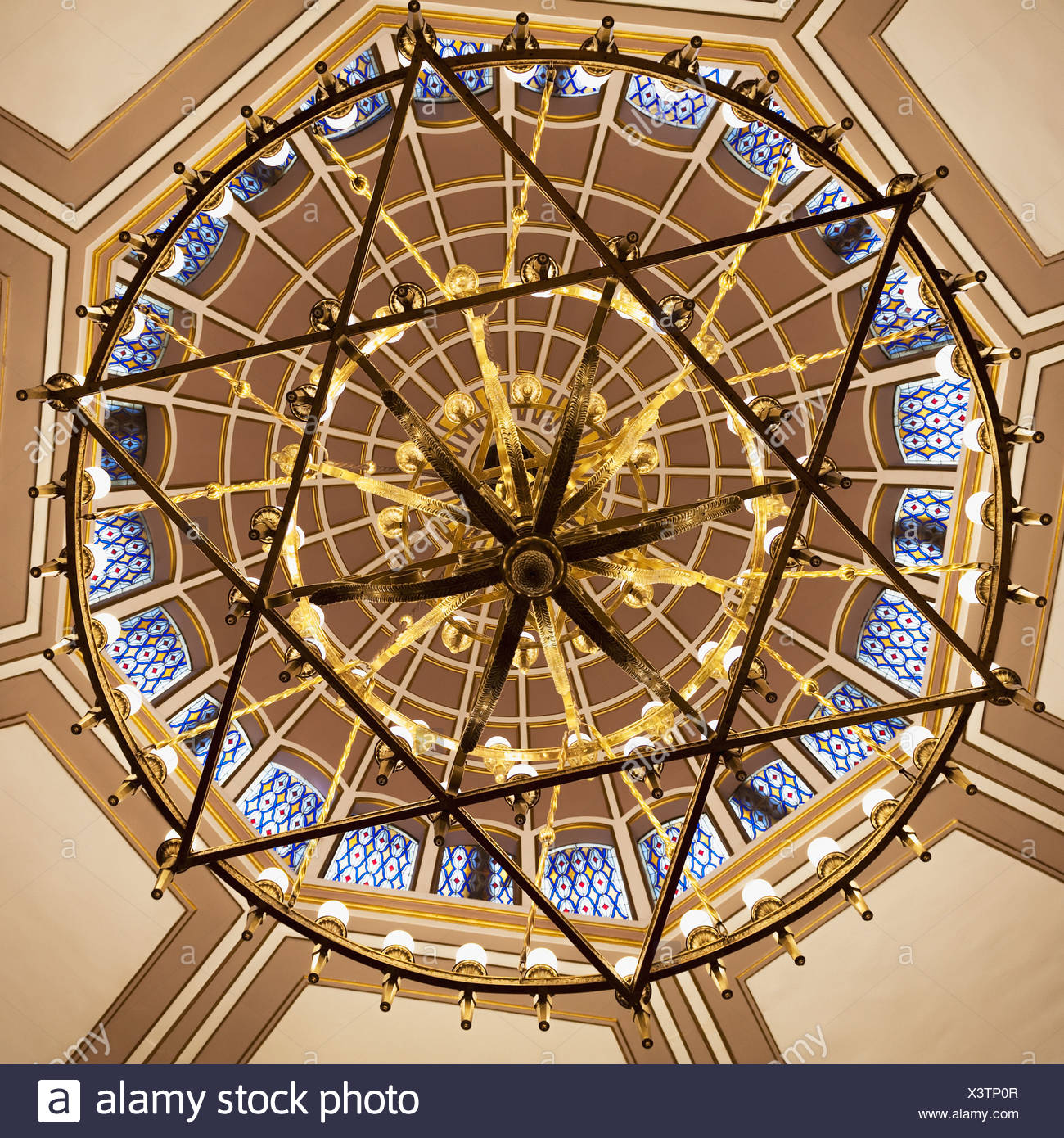 A Dome Ceiling Through A Hanging Chandelier In A Star Of