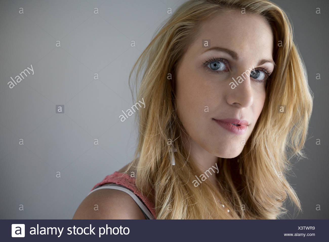 Woman With Blonde Hair And Blue Eyes A Swedish American In