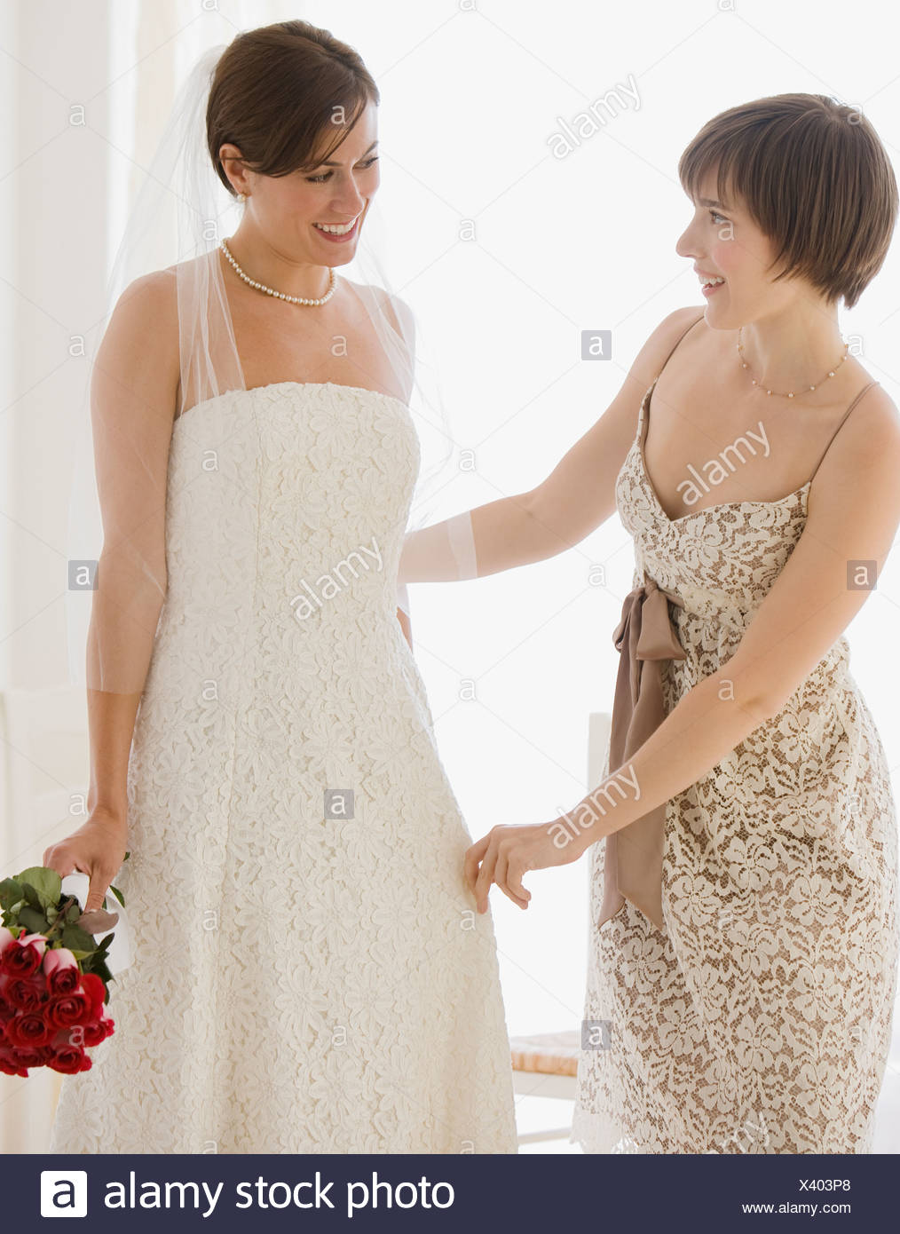 Bride Adjusting Veil Stock Photos Bride Adjusting Veil Stock