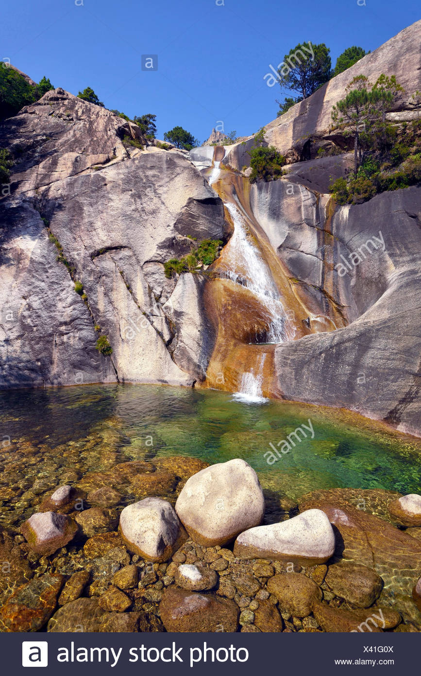 Waterfall Of Purcaraccia In Bavella Mountains France Corsica