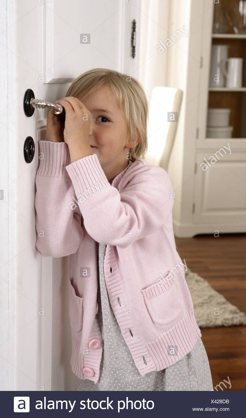 Girl Room Door Open Smiling Stock Photo 277875063 Alamy