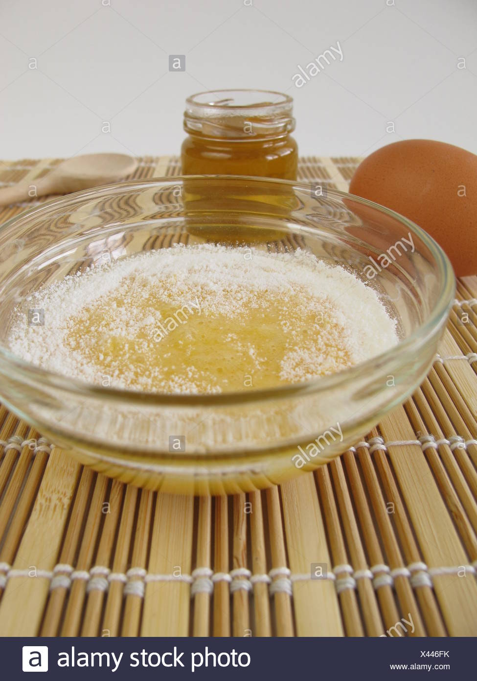 face mask for dry skin with honey,egg yolk and milk powder Stock Photo -  Alamy