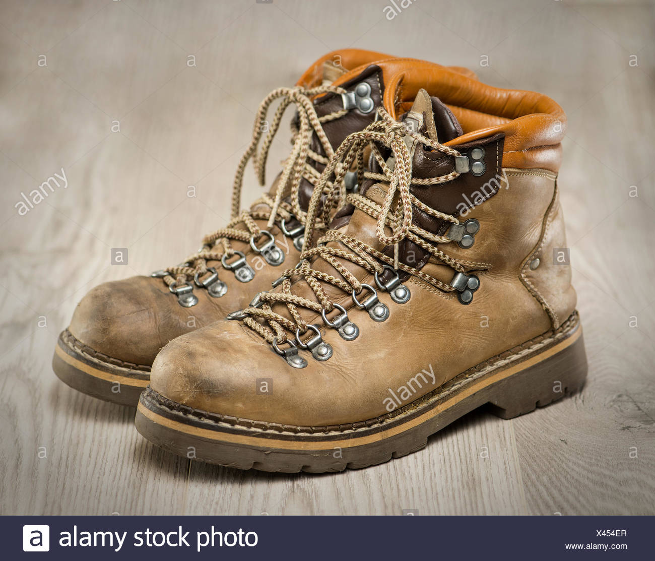 Old Fashioned Hiking Boots Stock Photos & Old Fashioned Hiking Boots