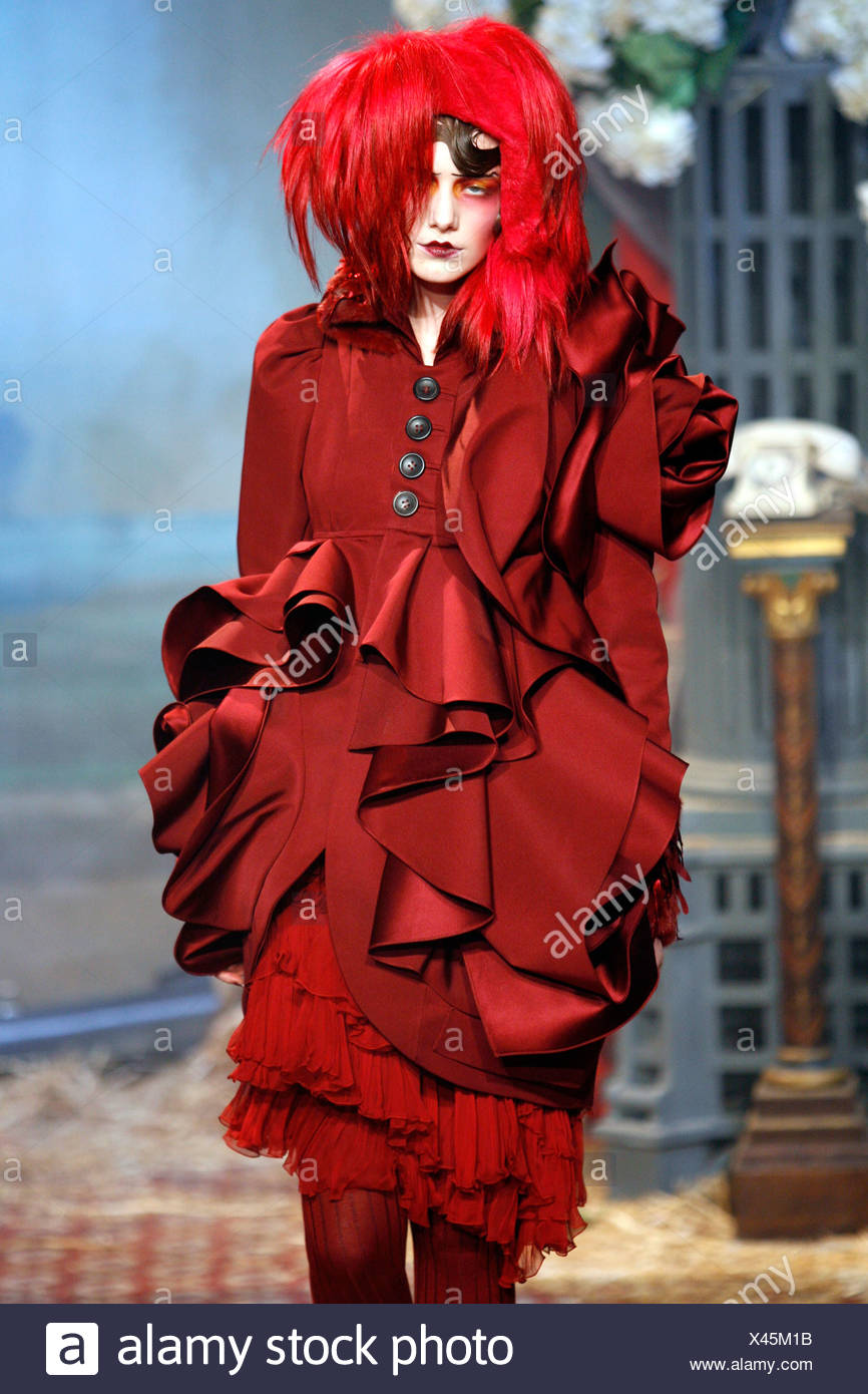 red chiffon ruffle dress