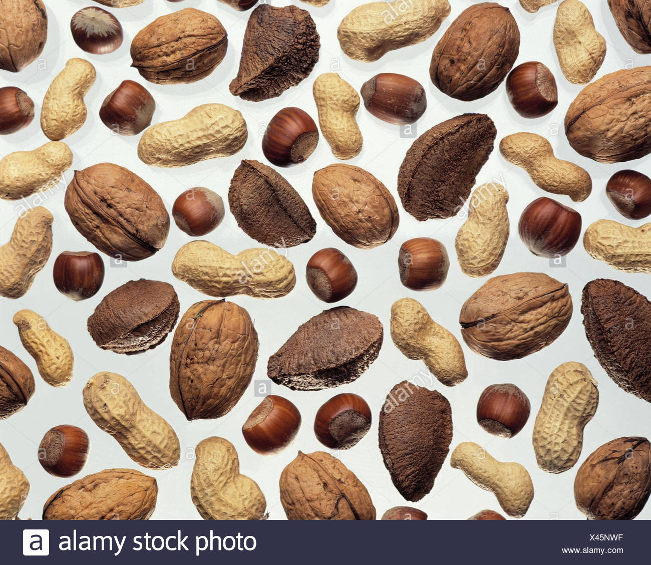Nuts Differently Cut Out Nut Walnut Peanut Hazelnut Brazil Nut Nerve Food Peel Peels Stock Photo Alamy