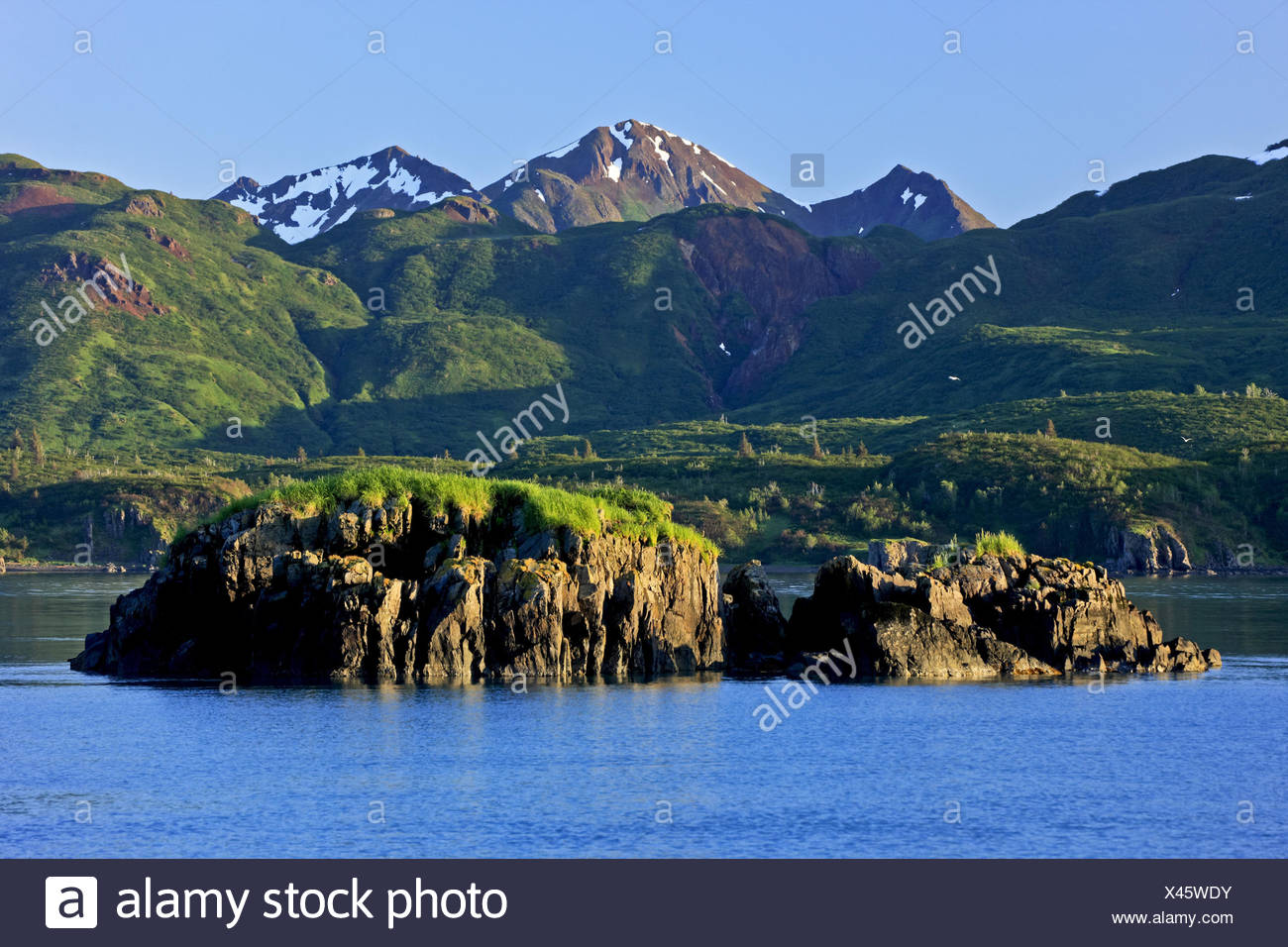 North America The Usa Alaska Katmai National Park Kukak Bay Mountain Landscape Coast Mountains Coastal Mountains Fjord Stock Photo Alamy
