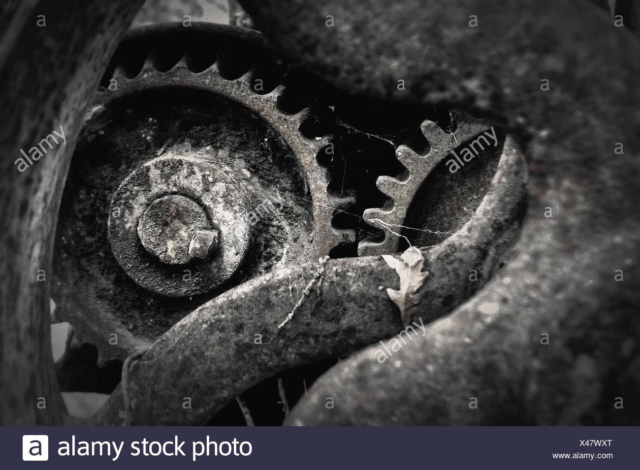 Close-Up Of Rusty Abandoned Machine Part Stock Photo