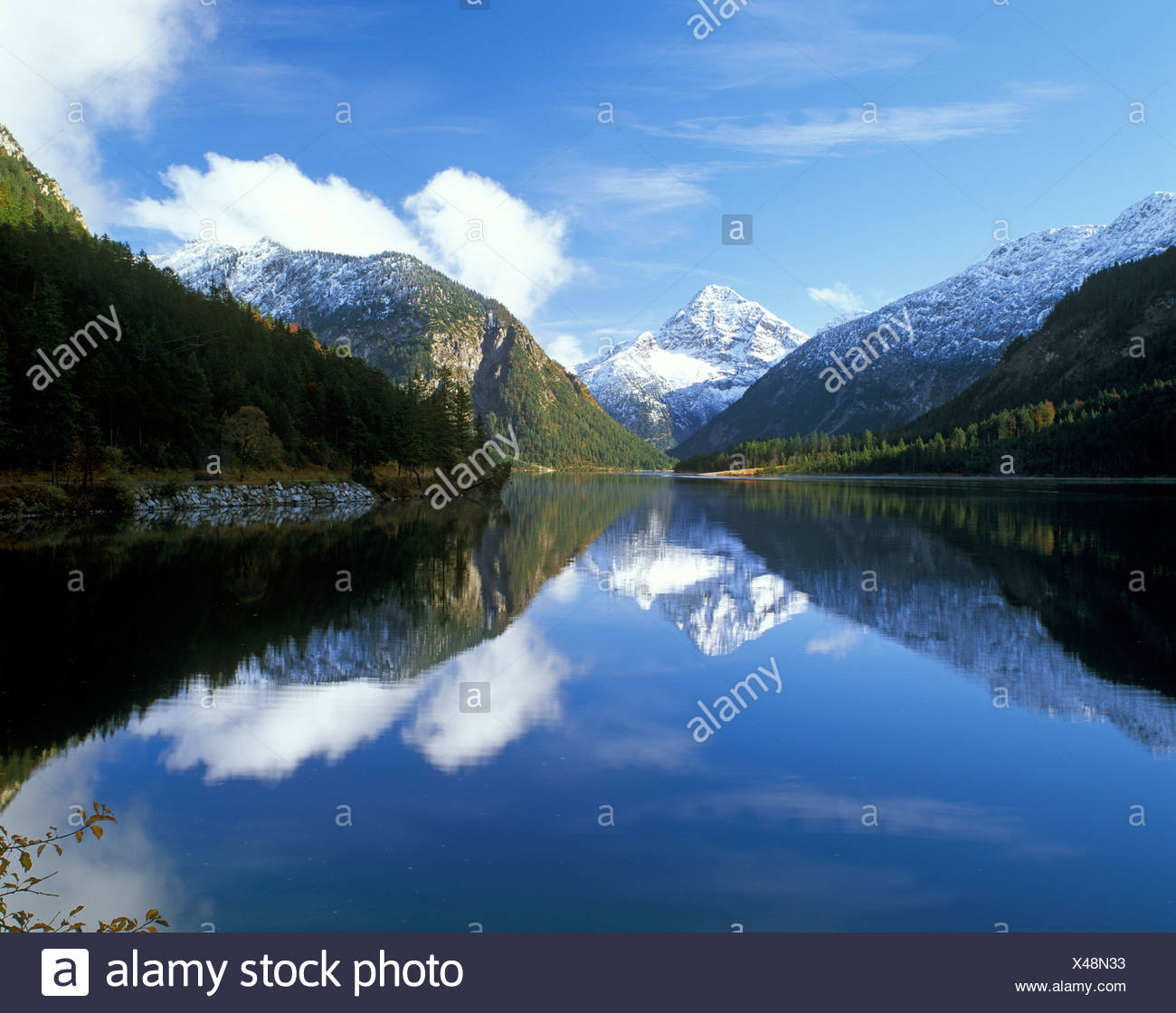 Lake Plansee Near Reutte Tyrol Austria Europe Stock Photo