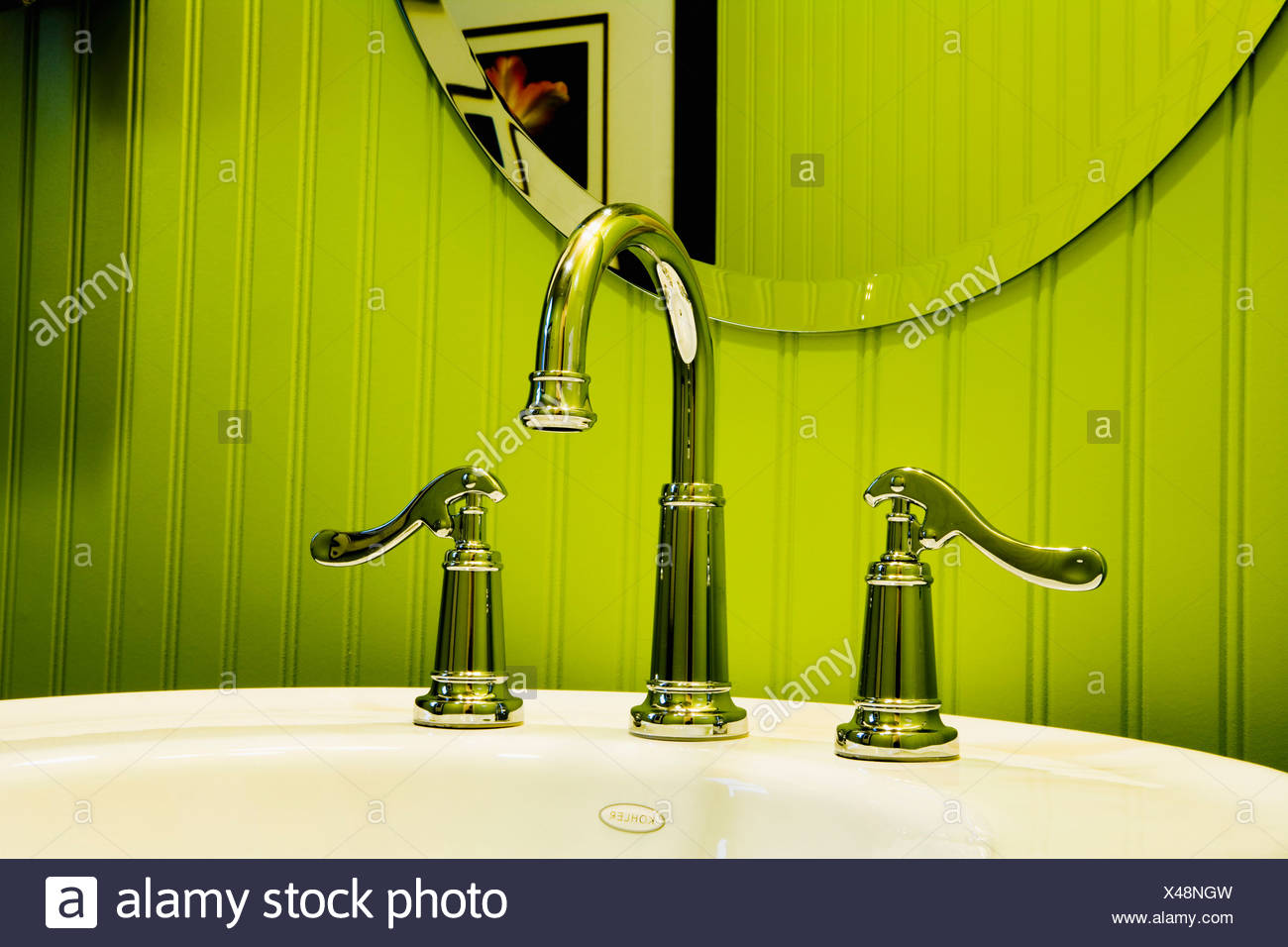 Fancy Faucet In Green Bathroom Stock Photo 278017065 Alamy