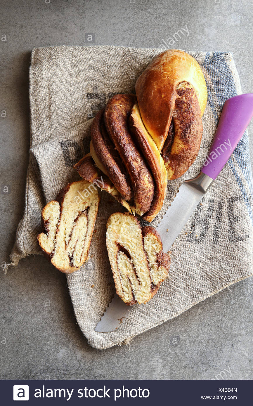 Freshly Baked Braided Nutella Bread Stock Photo Alamy