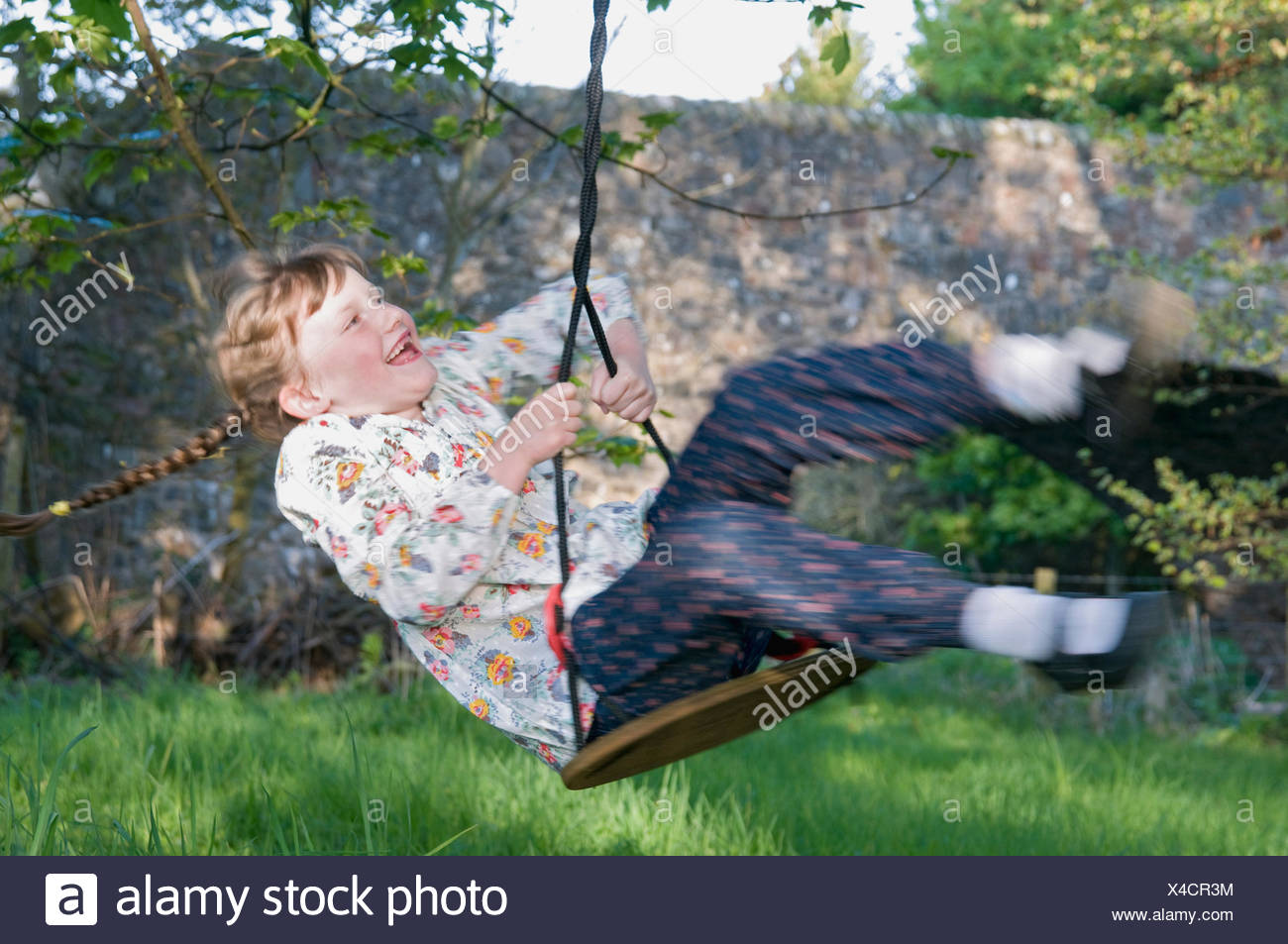 Girl Spinning On Tree Swing Stock Photo 278106072 Alamy