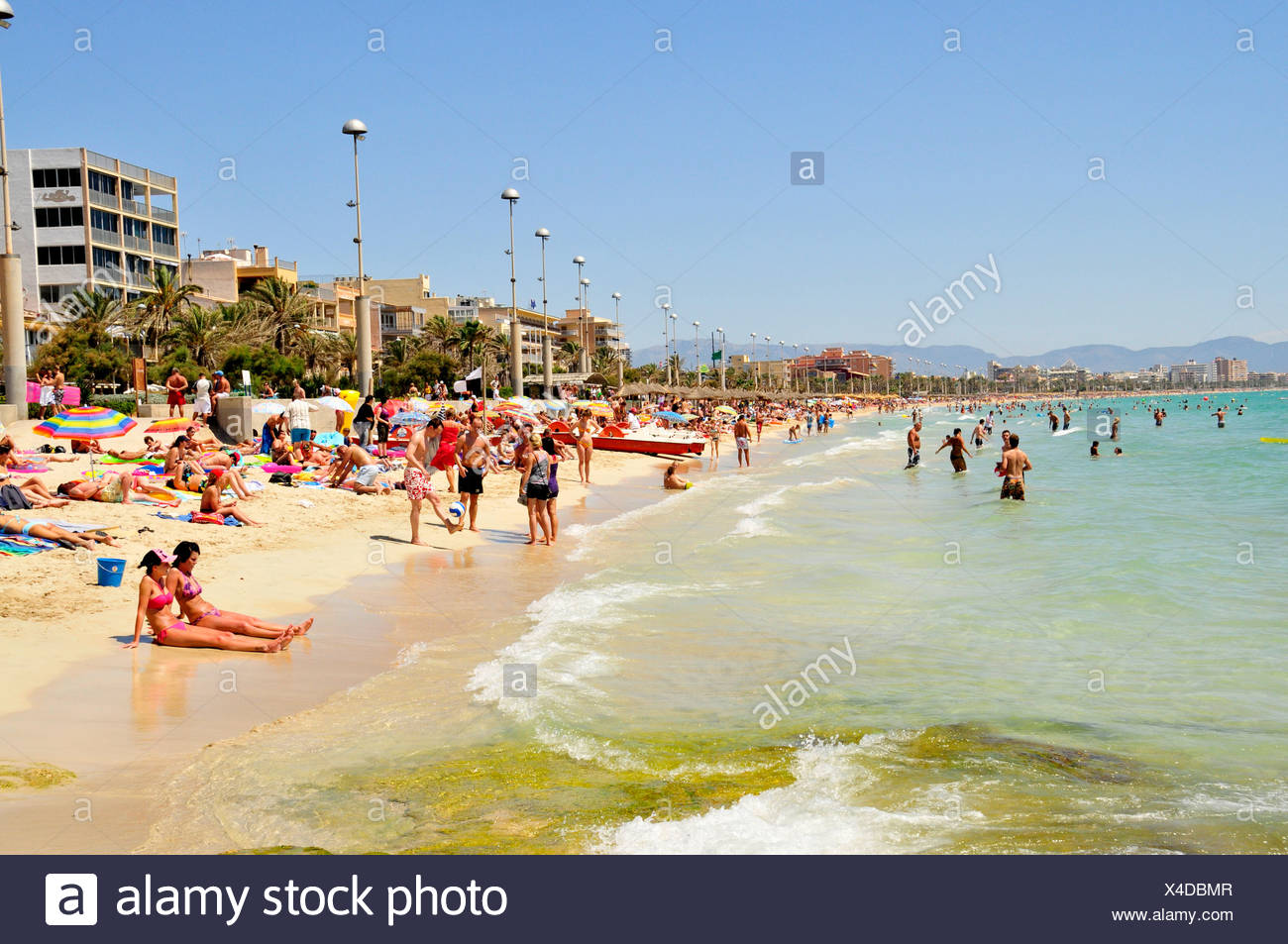 People In El Arenal On The Playa De Palma Beach Majorca Balearic