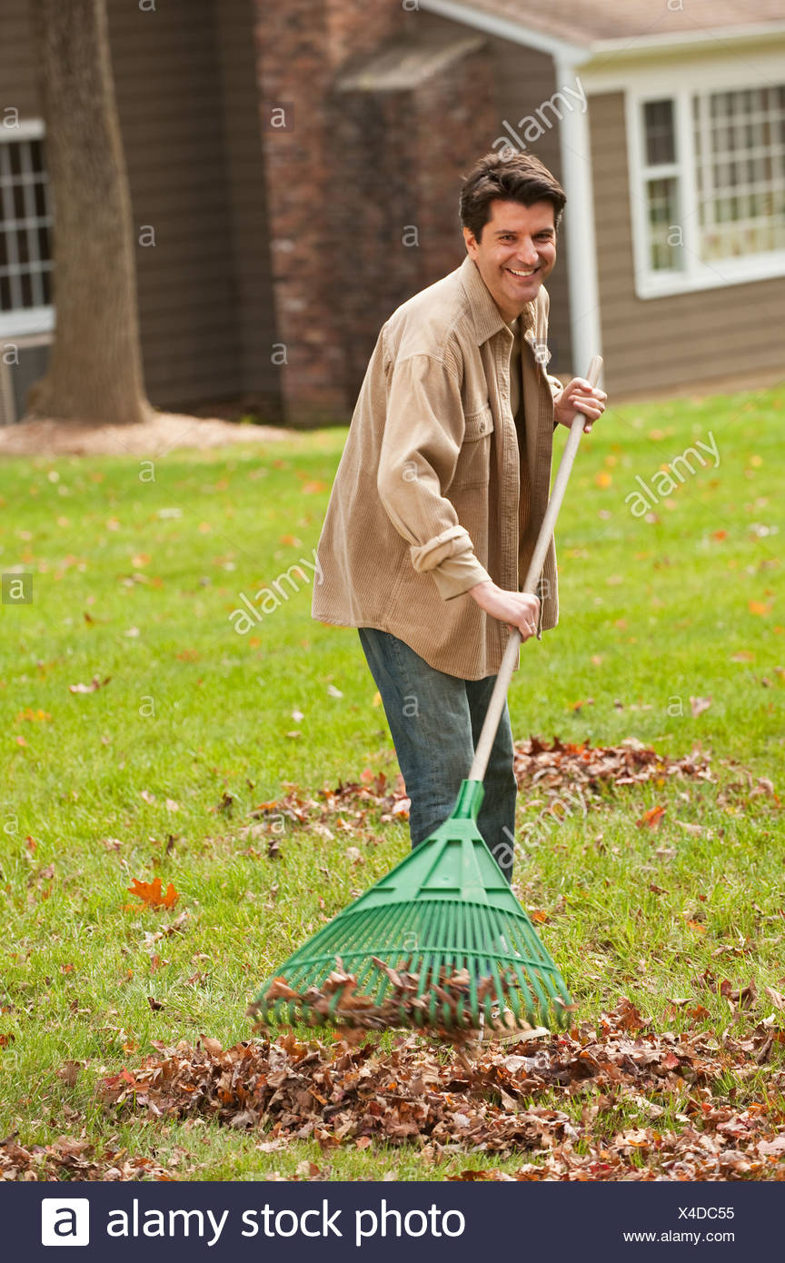 Person Raking Lawn High Resolution Stock Photography and Images Alamy