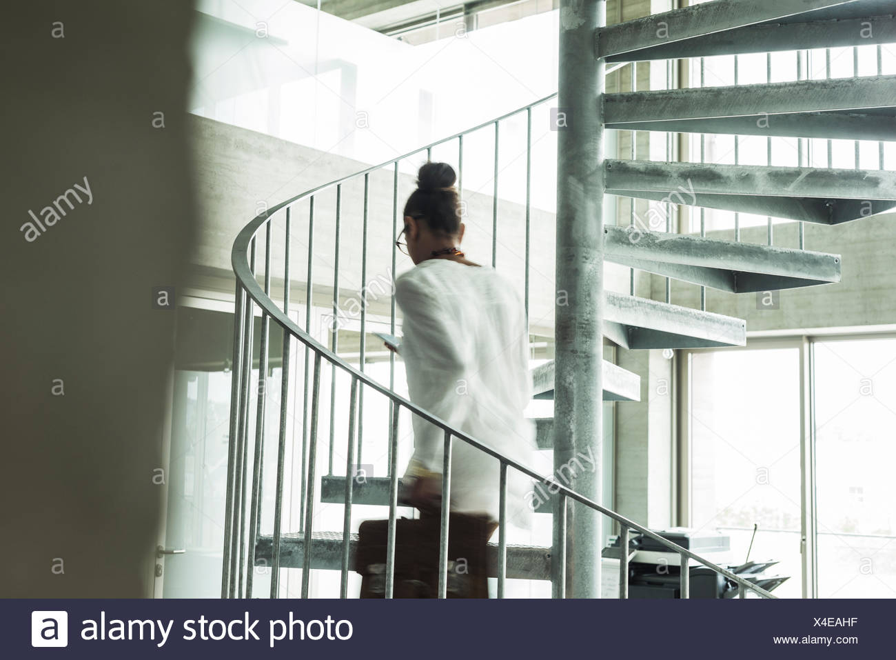 Business Person Walking Spiral Stairs Stock Photos & Business Person