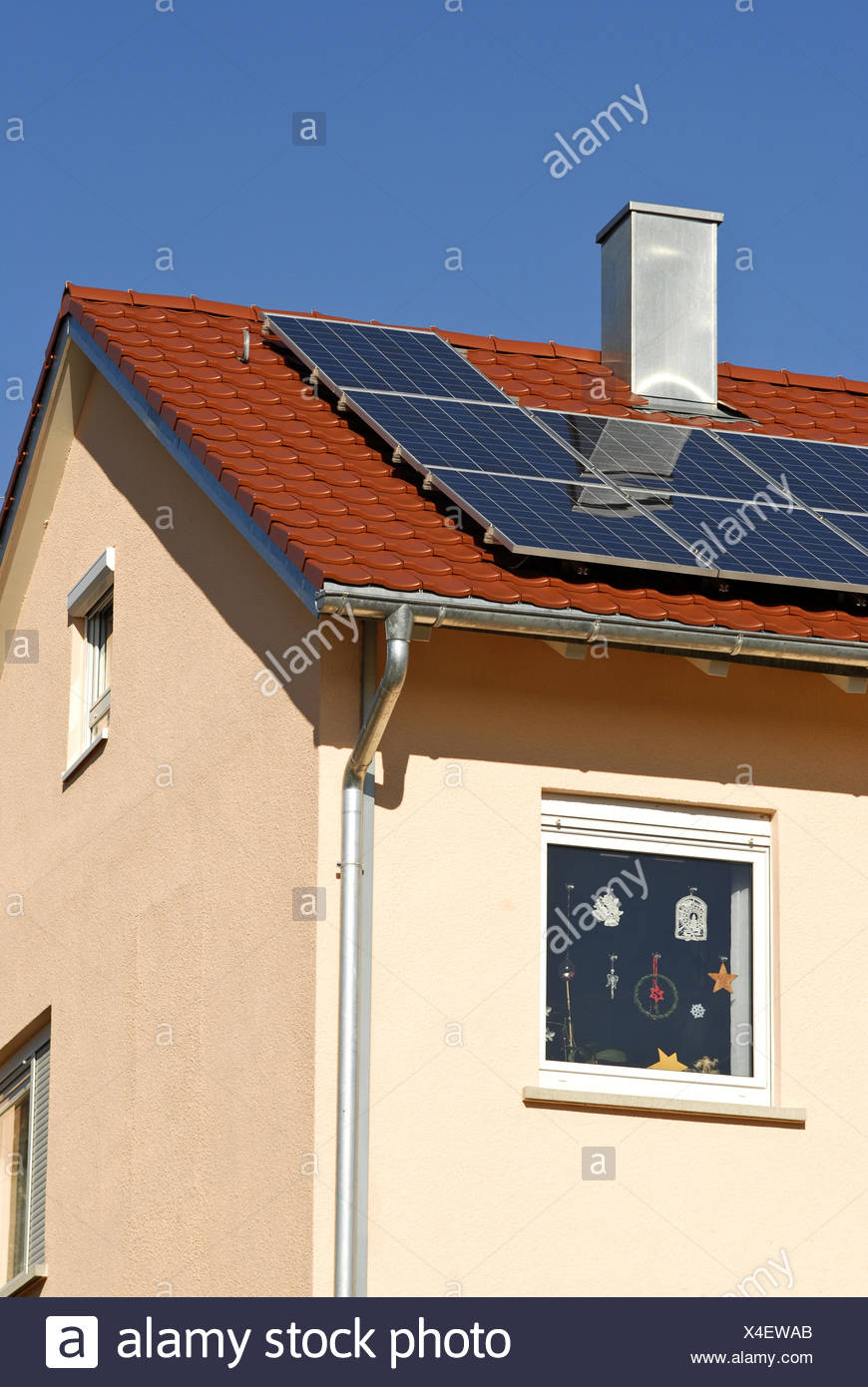 New construction with solar energy Stock Photo