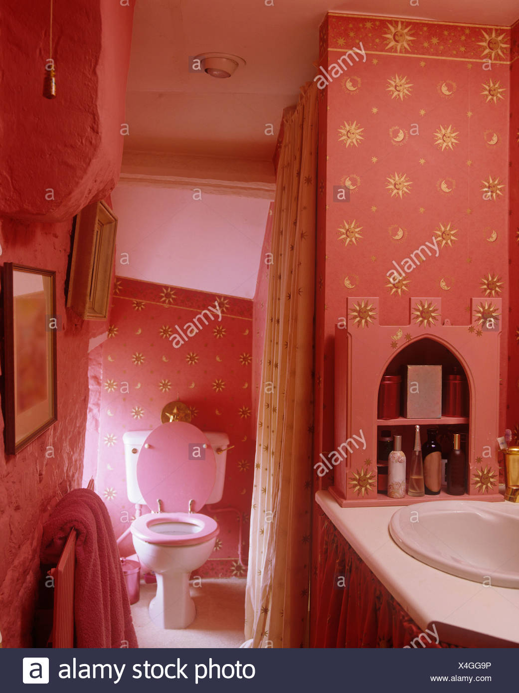 toilet with pink seat Stock Photo ...