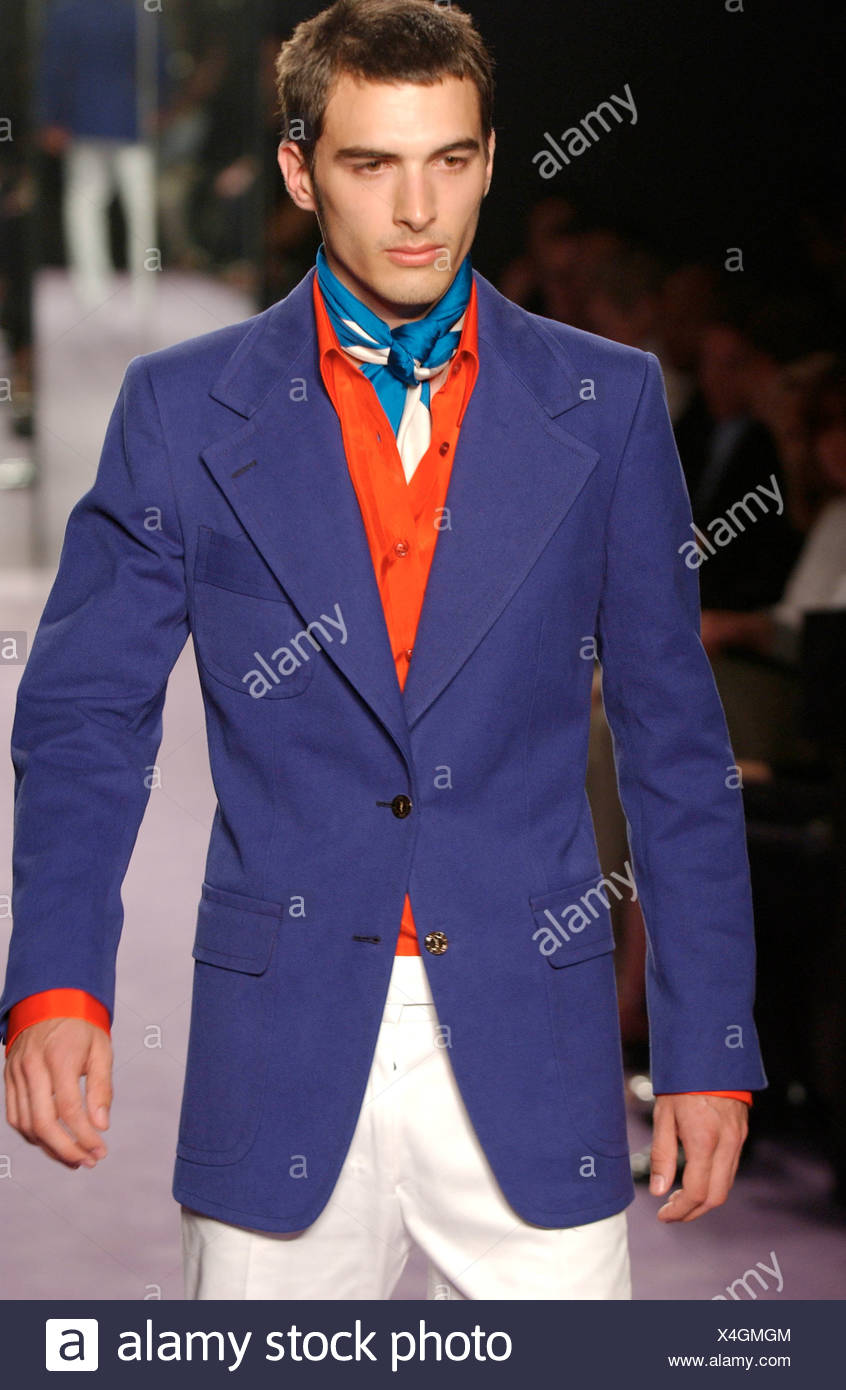 blue jacket red shirt