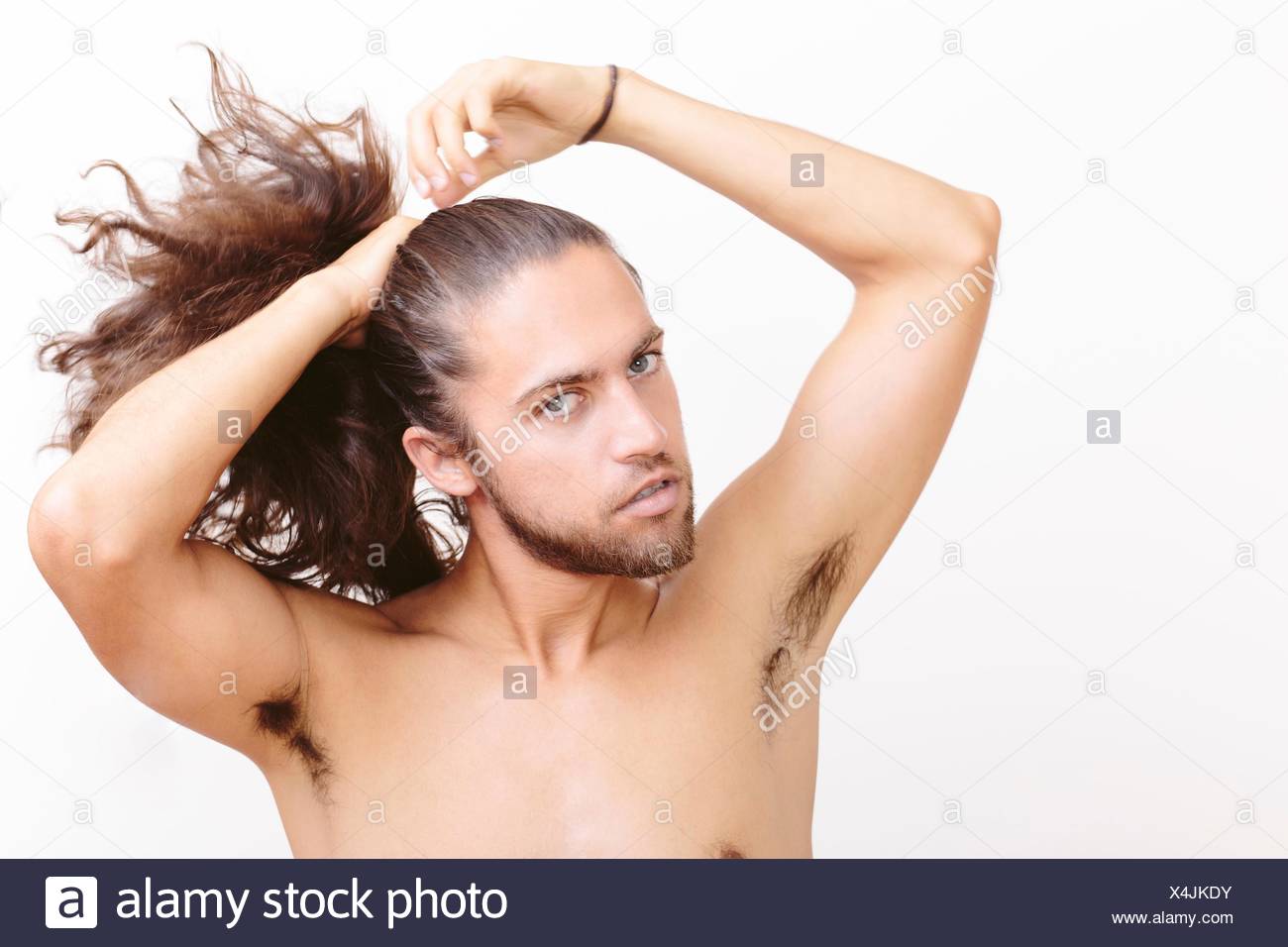 Man Long Hair Ponytail Stock Photos Man Long Hair Ponytail Stock