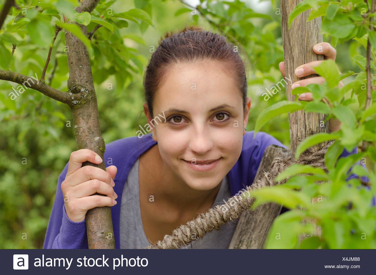 woman laugh laughs laughing twit giggle smile smiling laughter laughingly Stock Photo