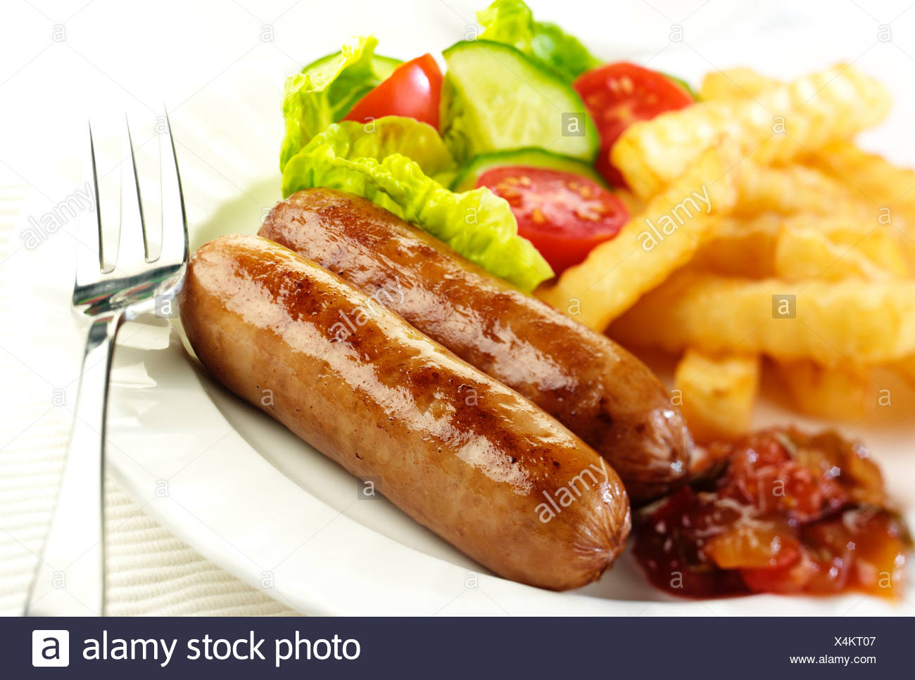 Download Two Sausages And Salad Stock Photo Alamy Yellowimages Mockups