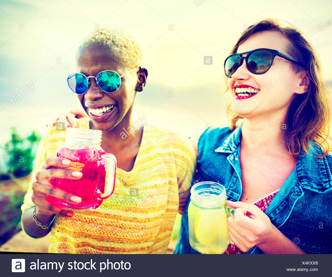 Girlfriends Friendship Party Happiness Summer Concept Stock Photo