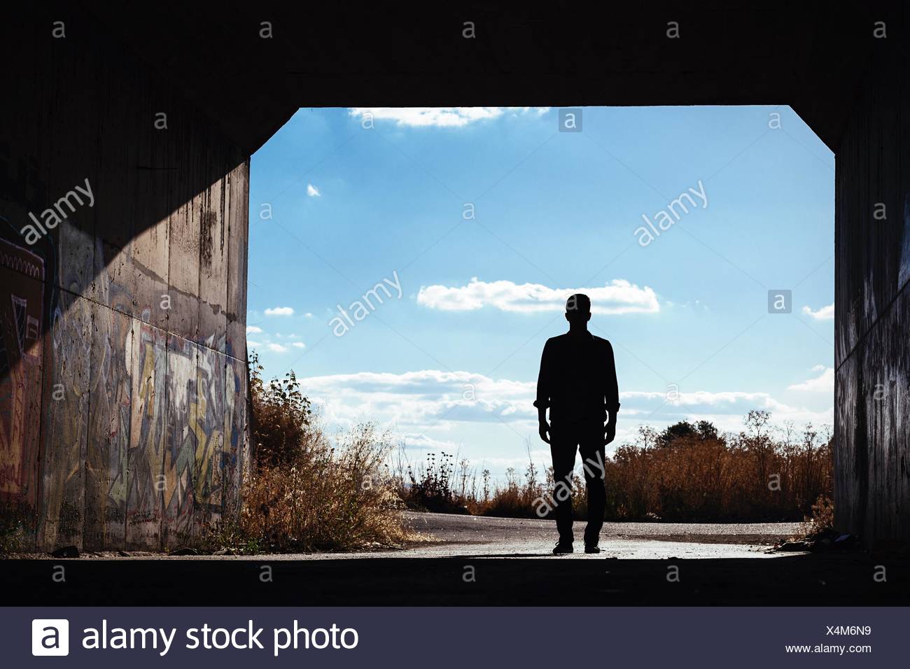 Man Silhouette Standing Forward Stock Photos & Man Silhouette Standing ... Silhouette Man Walking Tunnel