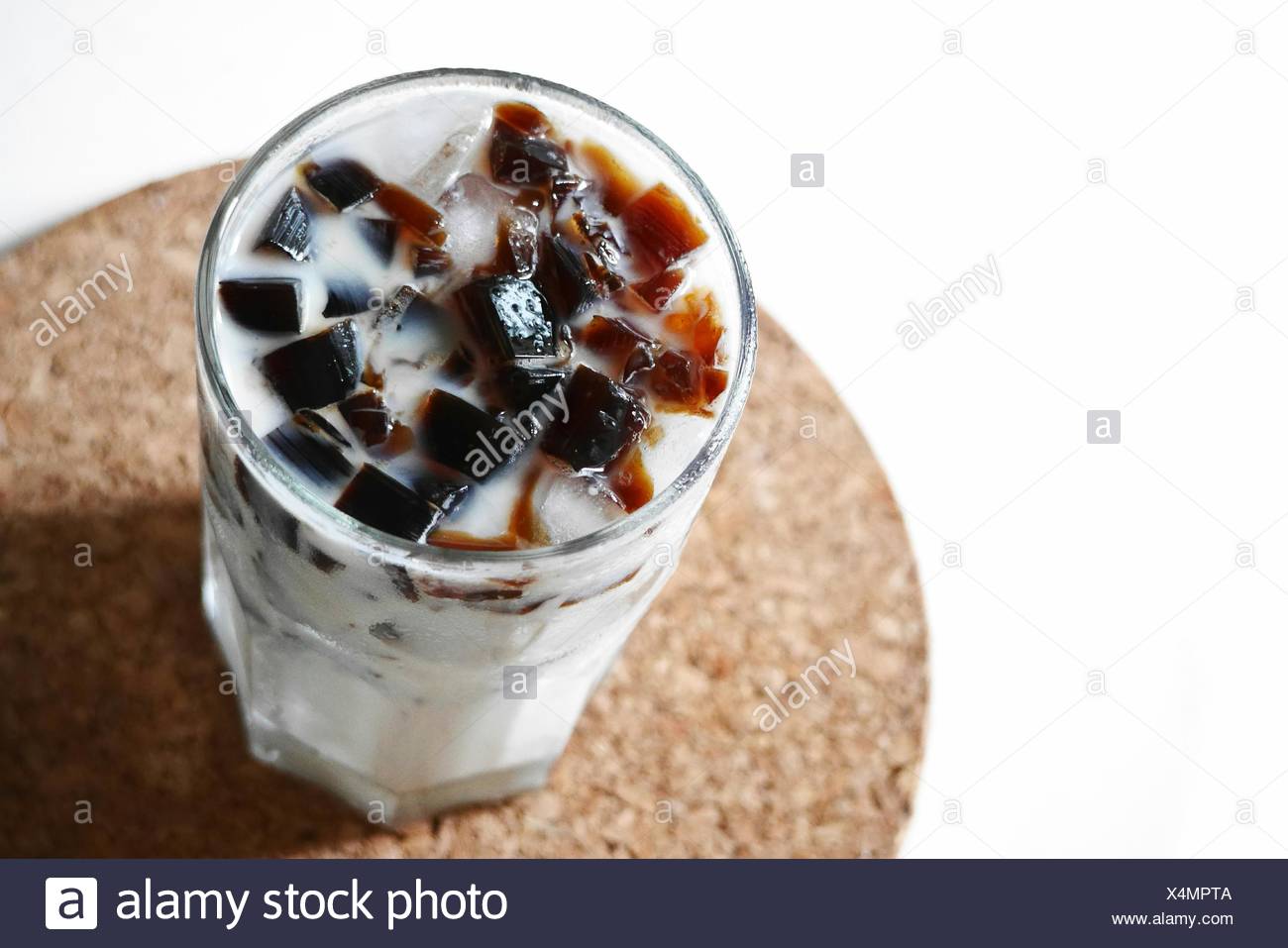 Download High Angle View Of Coffee Jelly In Glass On White Background Stock Photo Alamy Yellowimages Mockups