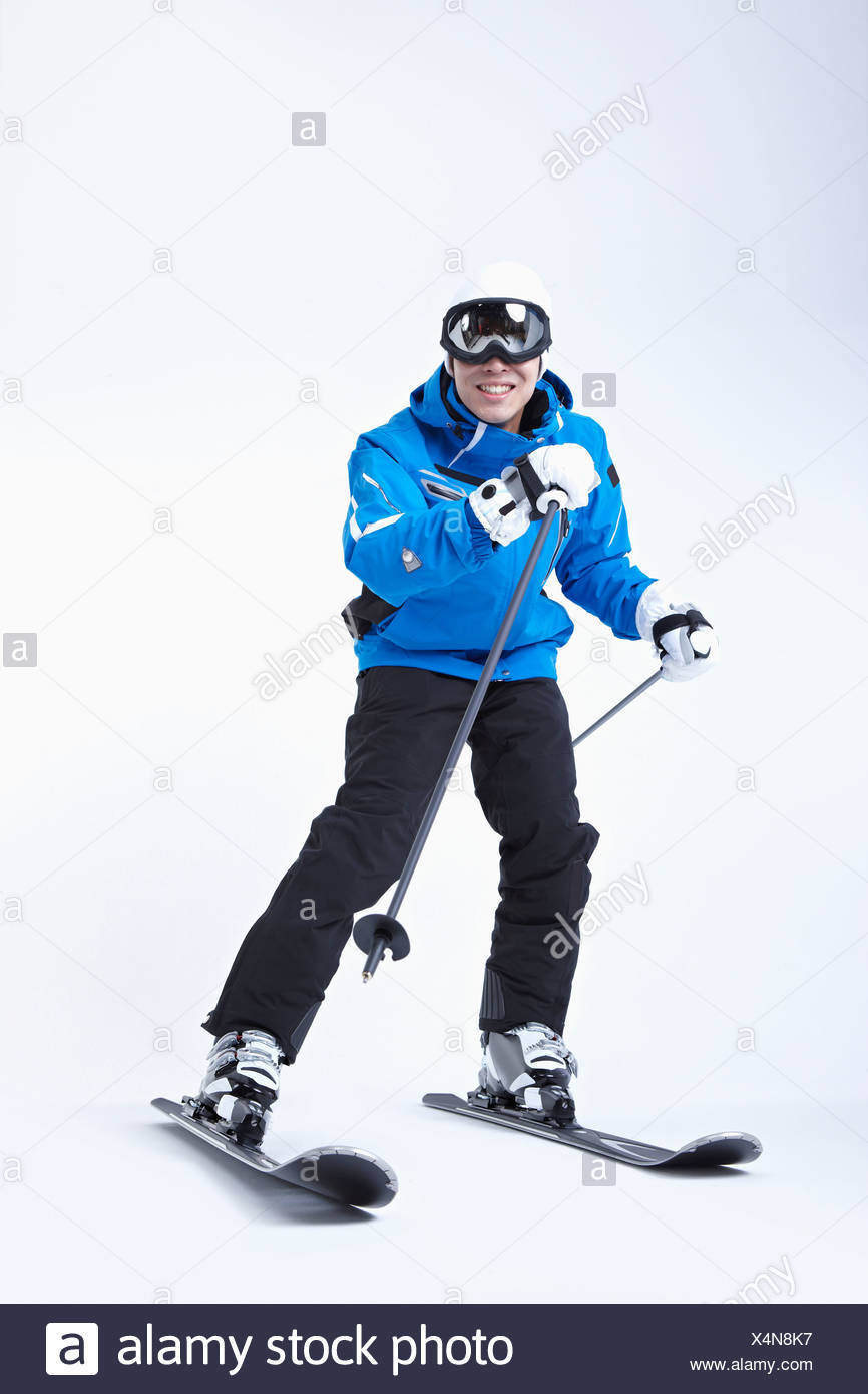 A Man In Ski Outfit Posing In White Background Stock Photo Alamy A Man In Ski Outfit Posing In White Background Stock Photo Alamy