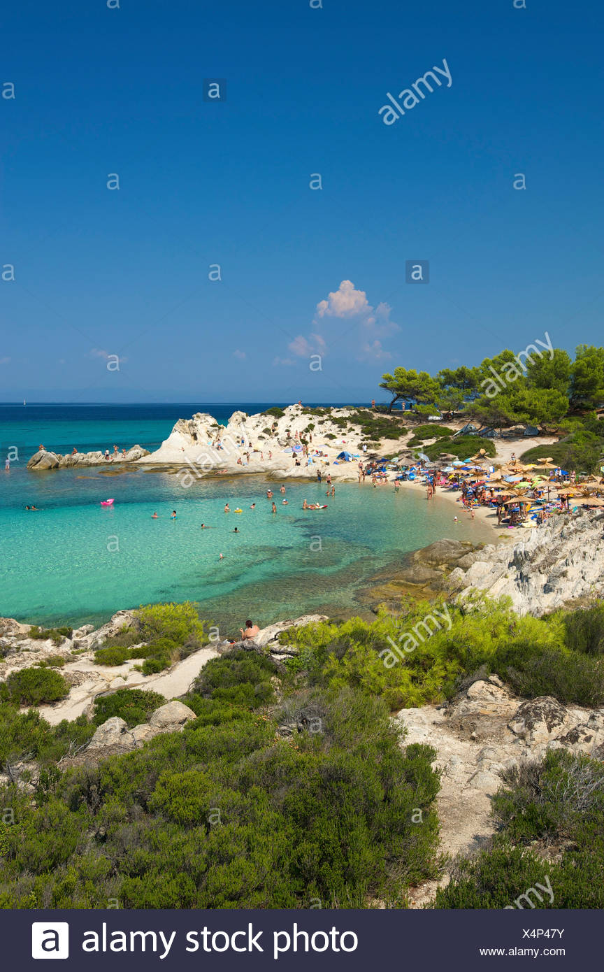 Beach of Portokali, Kavourotypes, Sithonia, Chalkidiki or Halkidiki, Greece, Europe Stock Photo