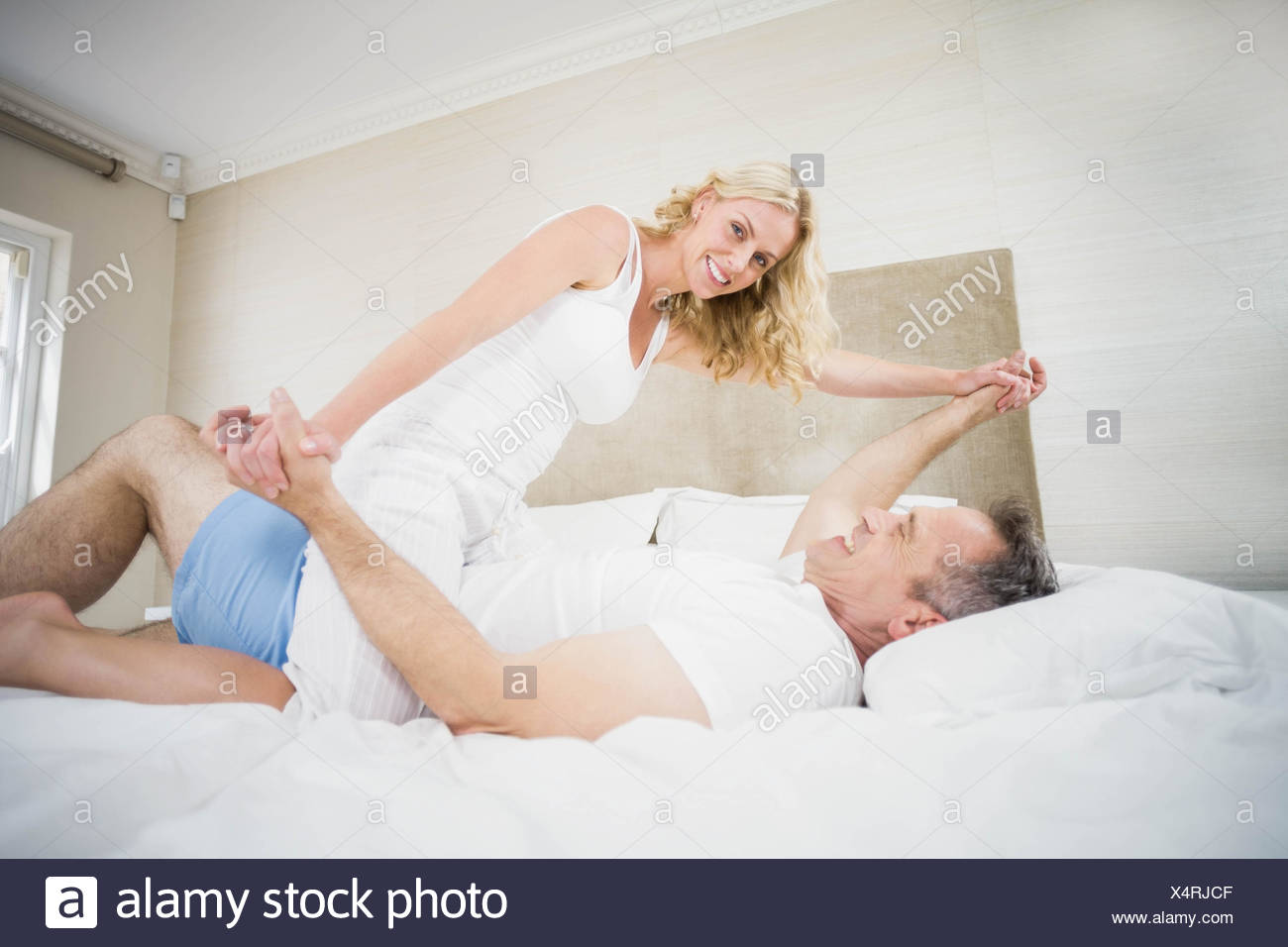 Cute Couple Cuddling In Bed Stock Photo 278343871 Alamy