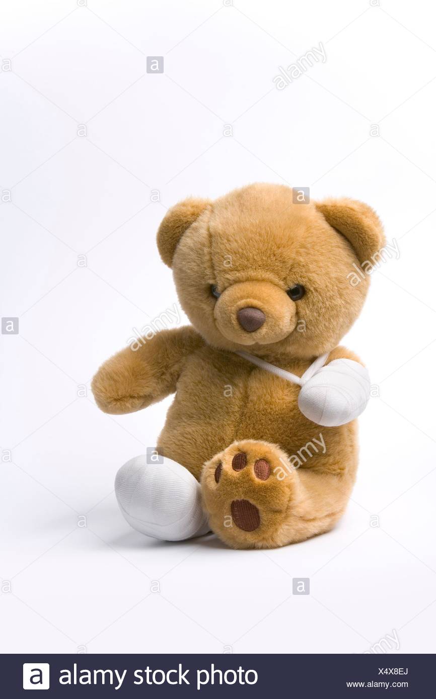 teddy bear with broken leg
