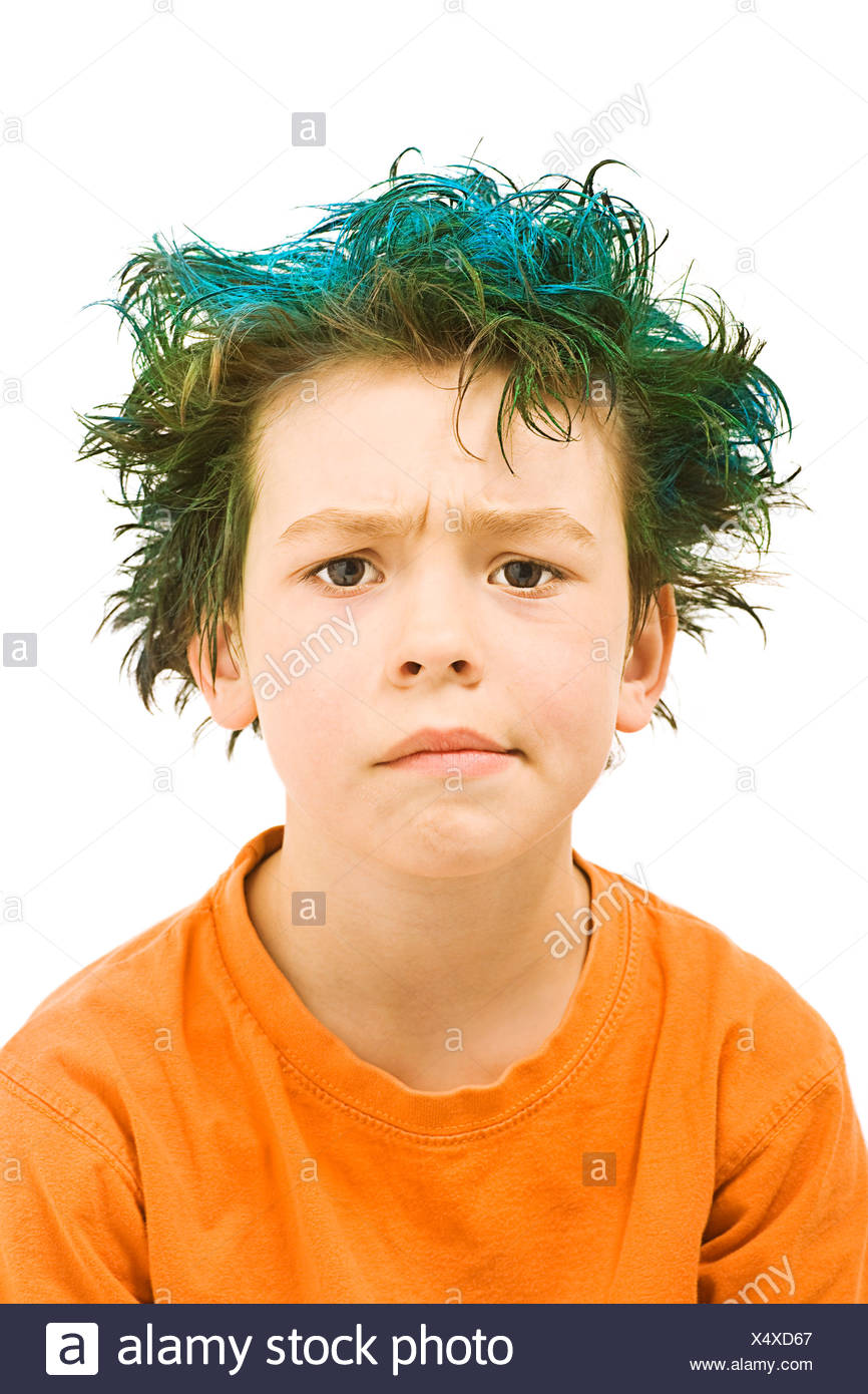 Boy With Blue Hair Stock Photo Alamy