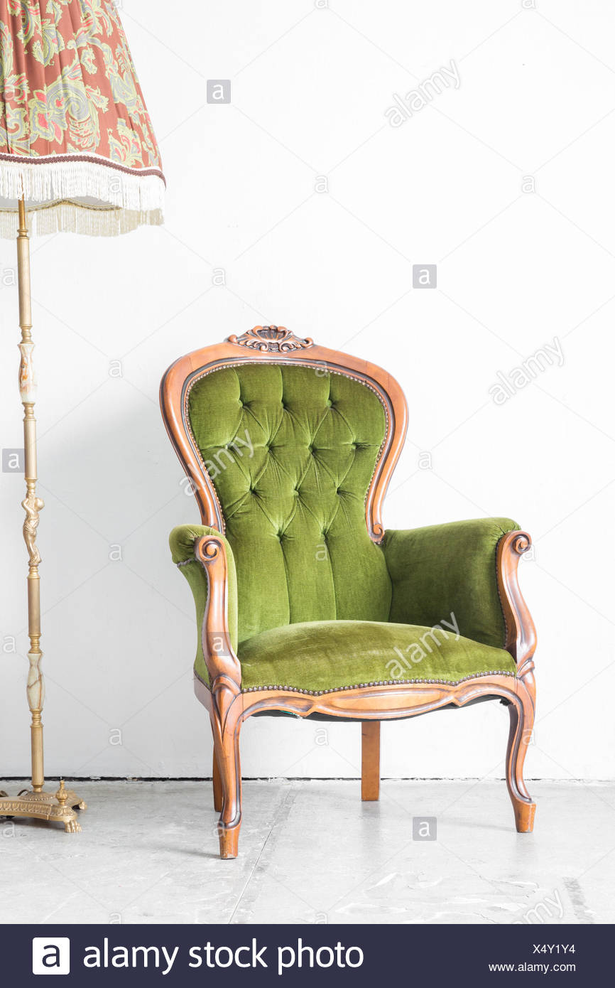 Classic Old Green Couch Chair Stock Photos Classic Old Green