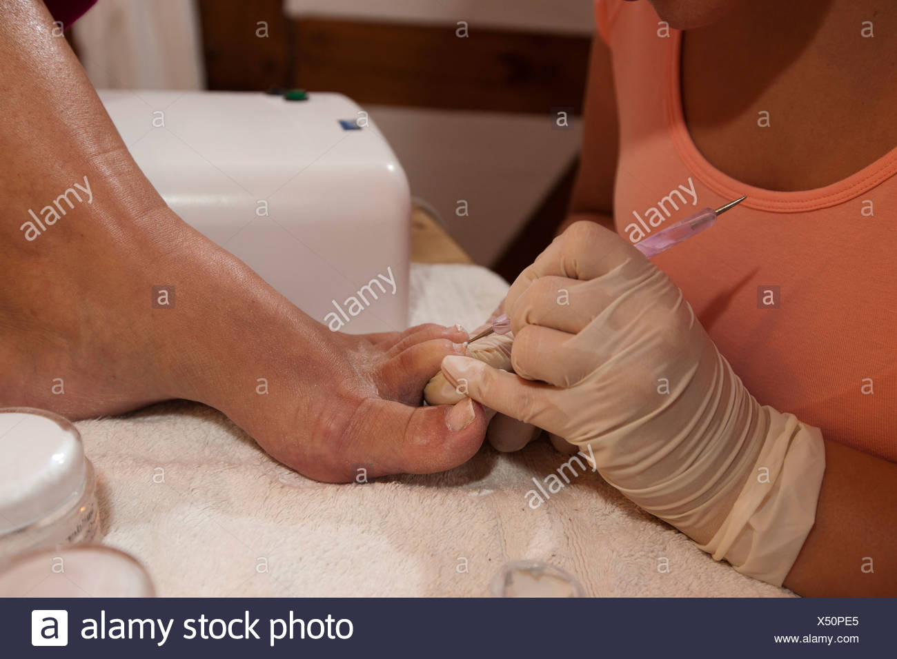 Pedicure French Pedicure And Nail Design In A Private Household Stock Photo Alamy