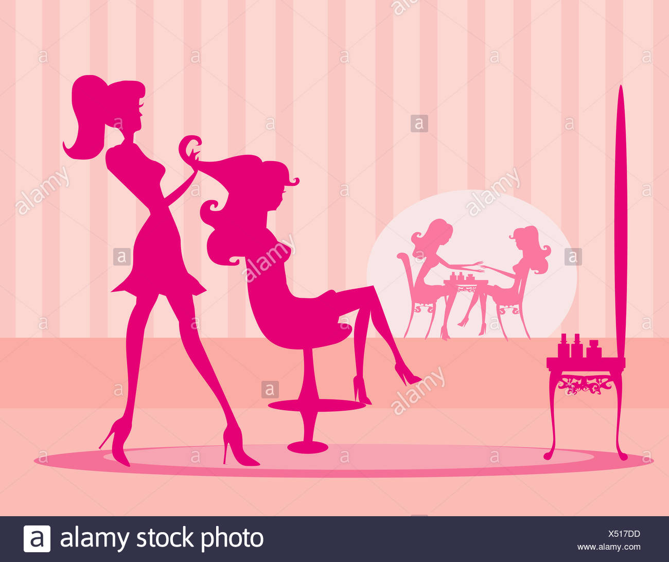 Vector Illustration Of The Beautiful Woman In Beauty Salon Stock