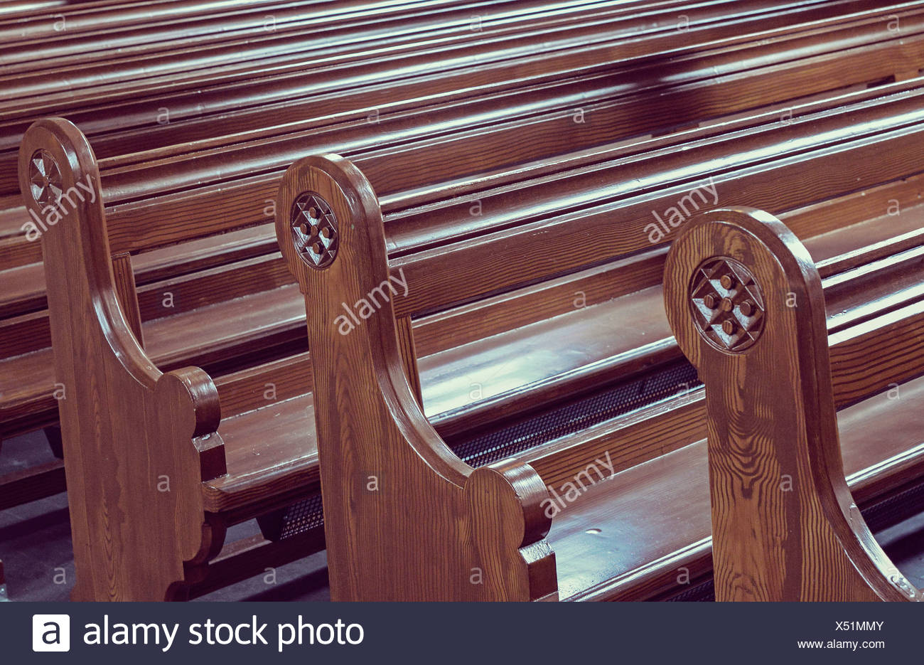 Wooden Benches Arranged In A Row At Pew Stock Photo 278477387 Alamy