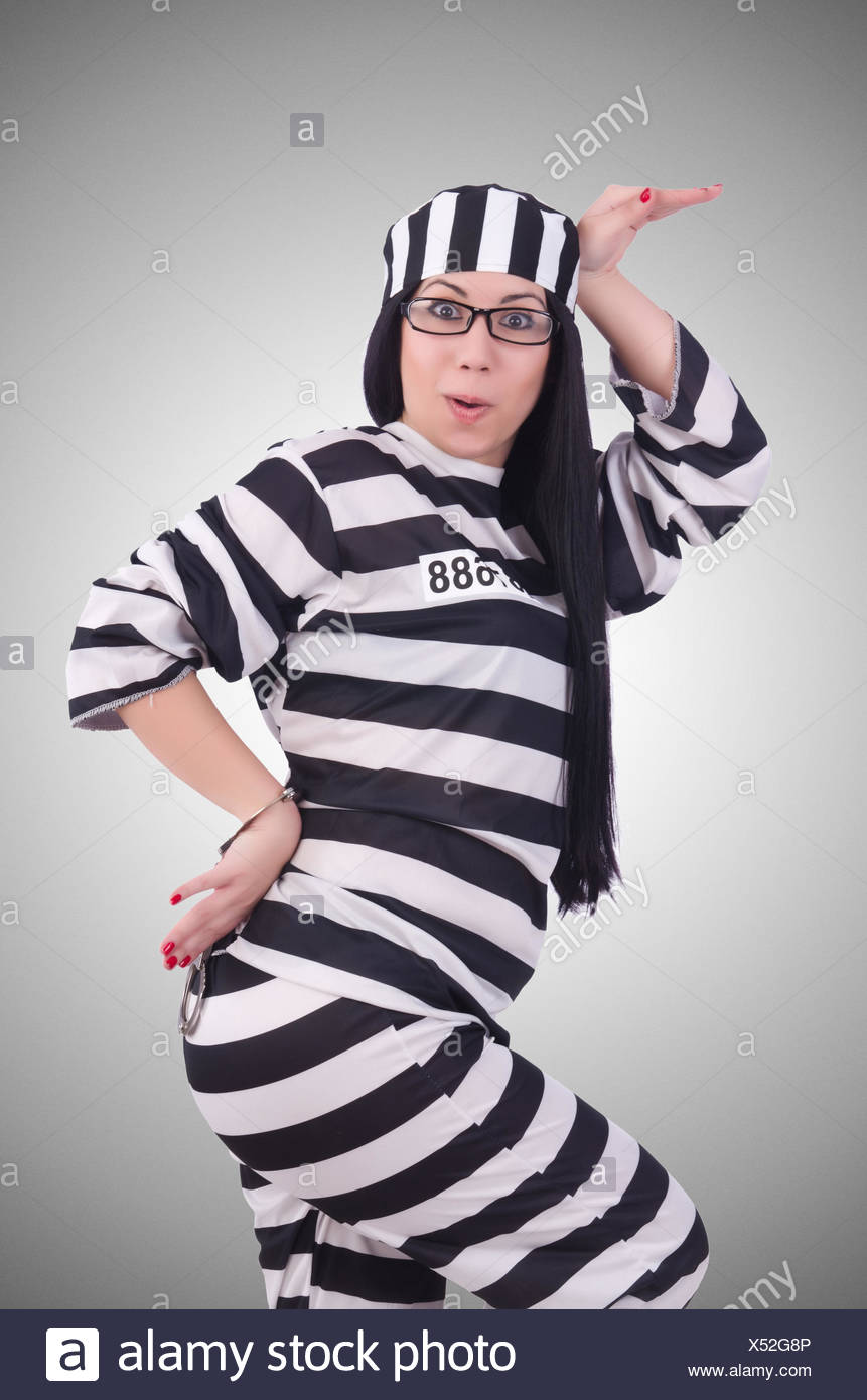 black and white striped prison jumpsuit