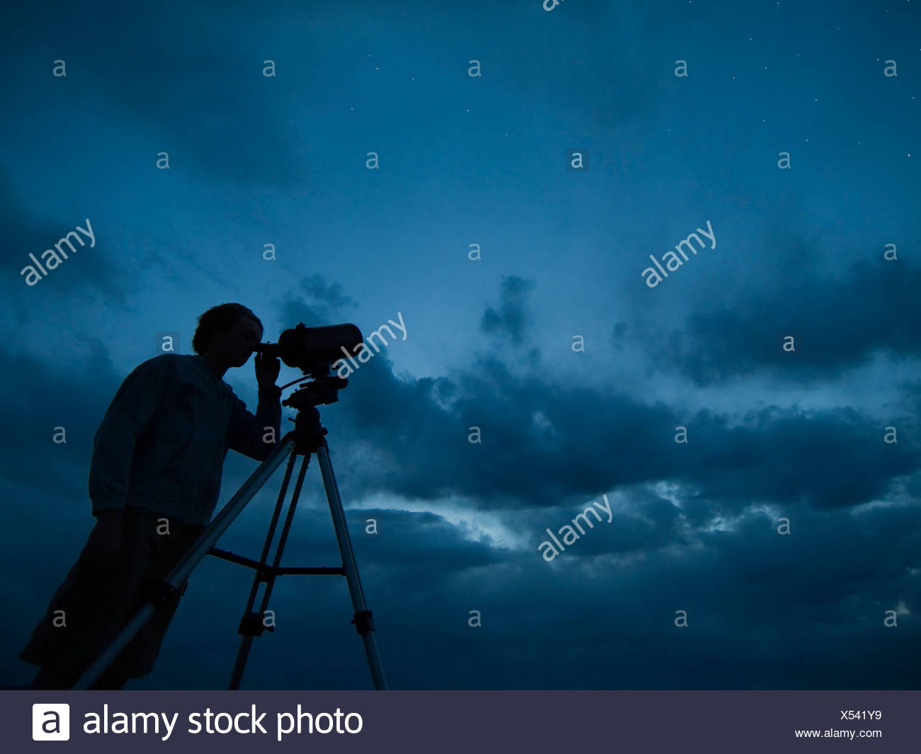 Man Telescope Night Sky High Resolution Stock Photography and Images